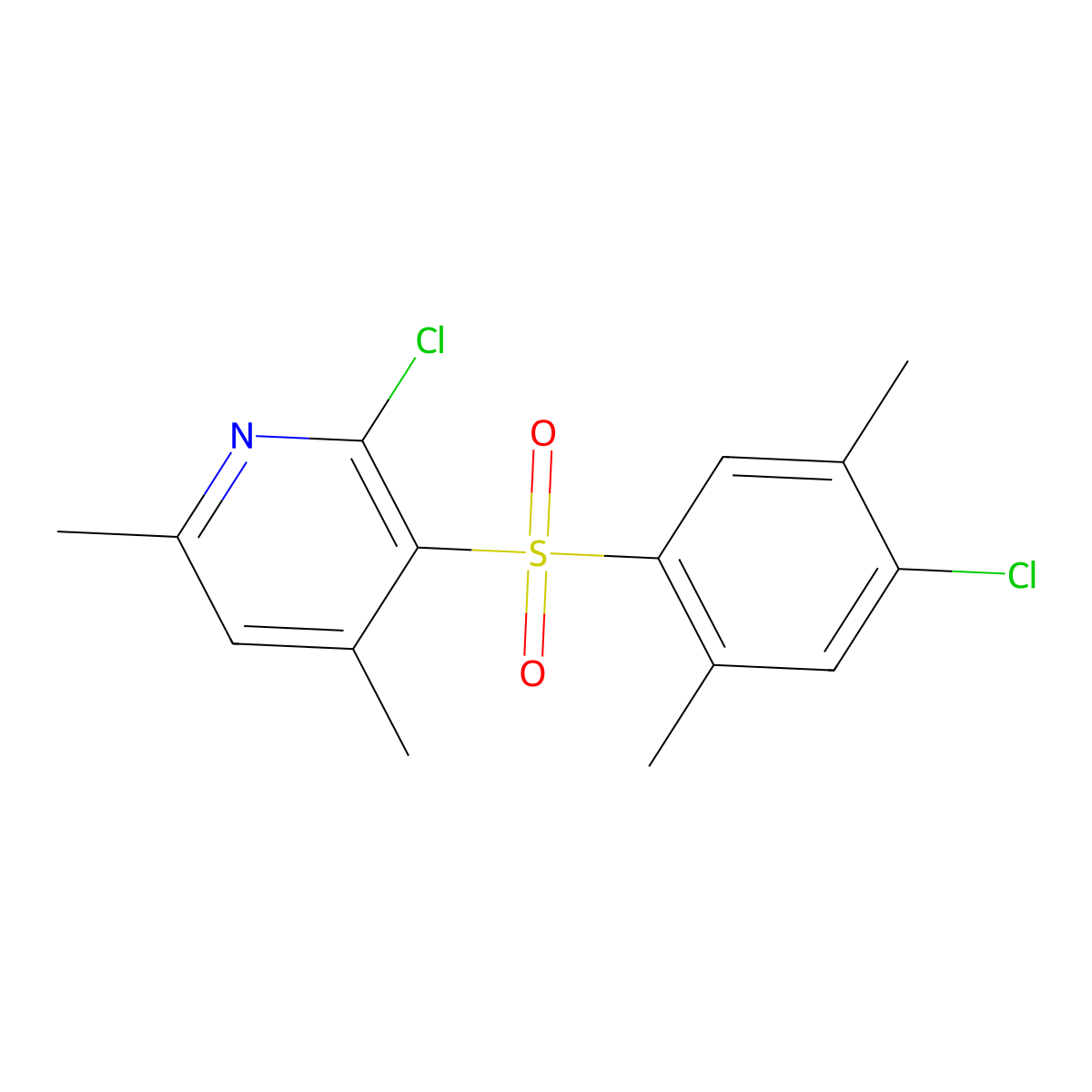 2-Chloro-3-[(4-chloro-2,5-dimethylphenyl)sulfonyl]-4,6-dimethylpyridine molecular structure, CAS 400078-18-4