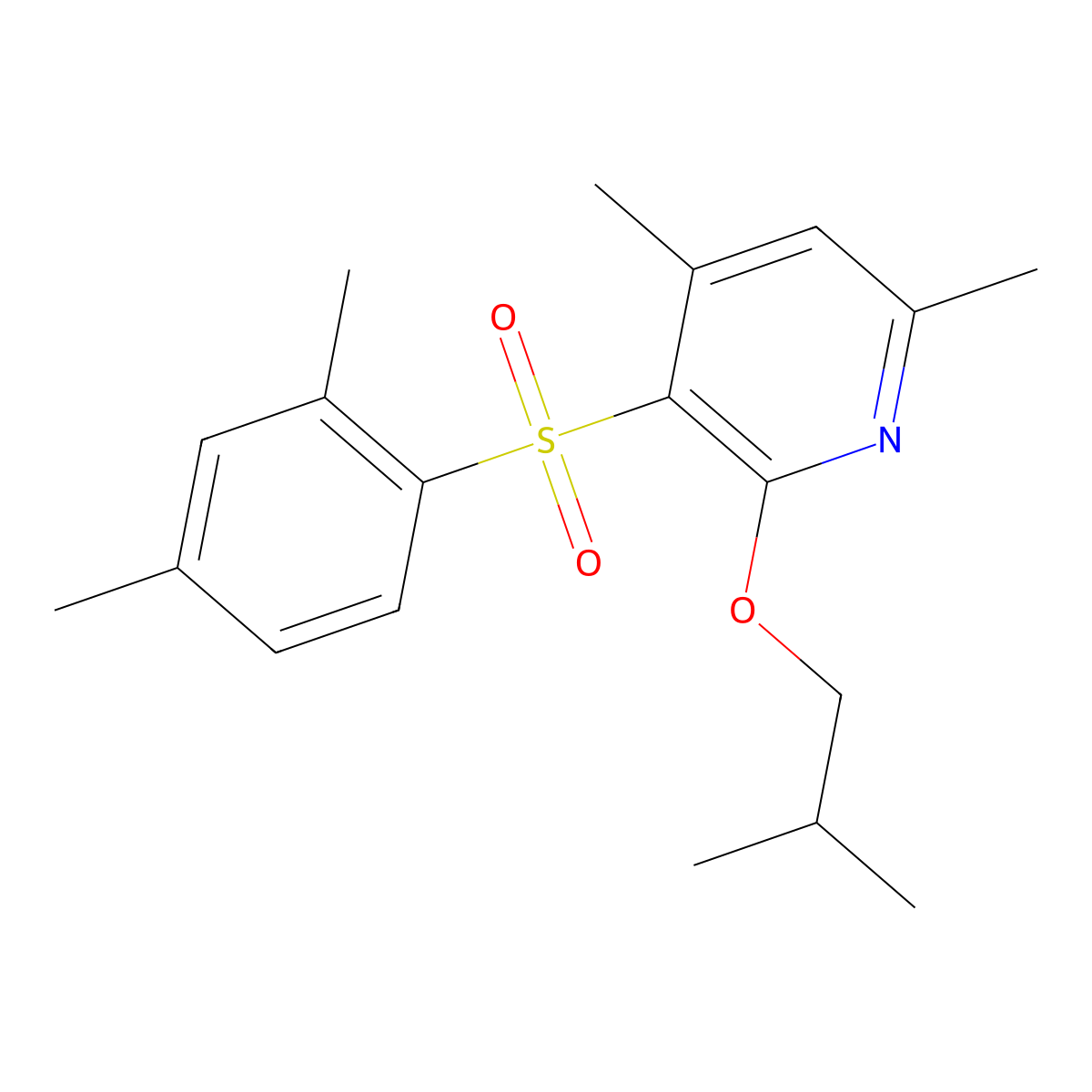 3-[(2,4-Dimethylphenyl)sulfonyl]-2-isobutoxy-4,6-dimethylpyridine molecular structure, CAS 400078-21-9