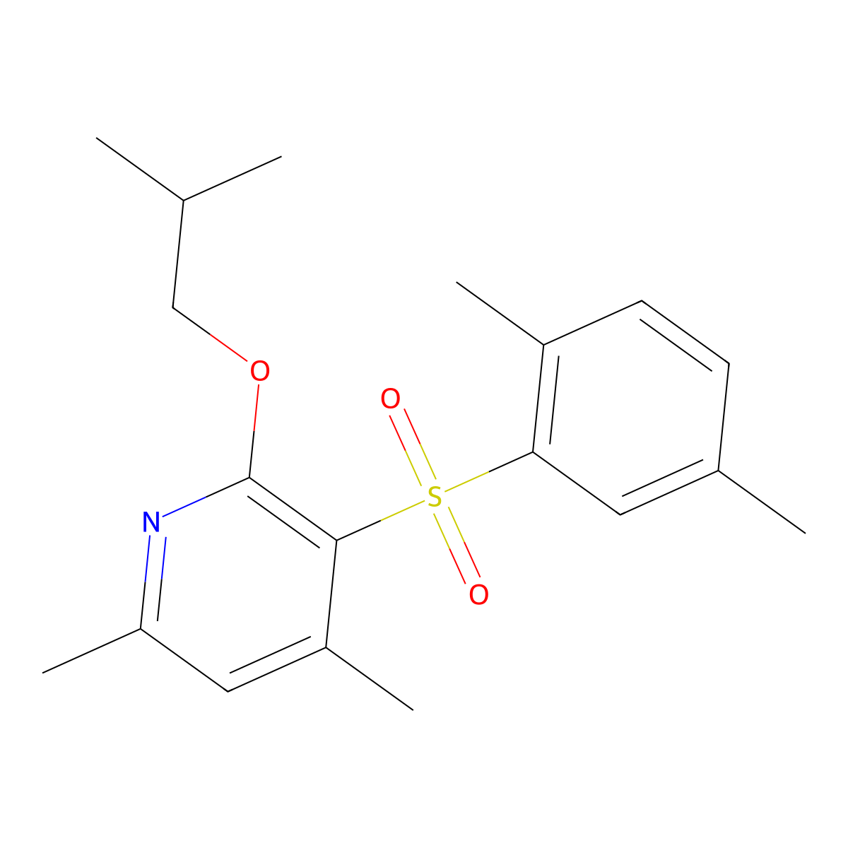 3-[(2,5-Dimethylphenyl)sulfonyl]-2-isobutoxy-4,6-dimethylpyridine molecular structure, CAS 400078-23-1