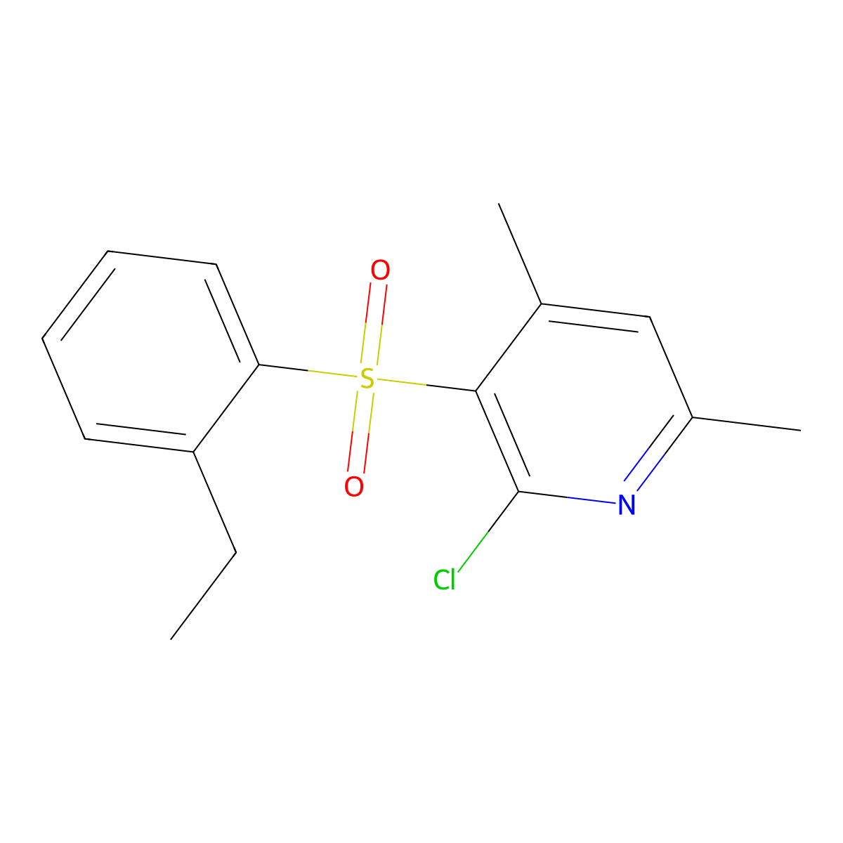 2-Chloro-3-[(2-ethylphenyl)sulfonyl]-4,6-dimethylpyridine molecular structure, CAS 400078-24-2