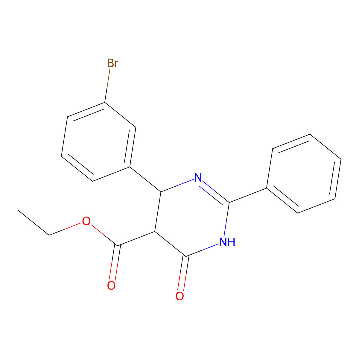 Ethyl 4-(3-bromophenyl)-6-hydroxy-2-phenyl-4,5-dihydro-5-pyrimidinecarboxylate molecular structure, CAS 400078-27-5