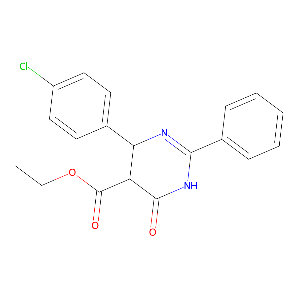 Ethyl 4-(4-chlorophenyl)-6-hydroxy-2-phenyl-4,5-dihydro-5-pyrimidinecarboxylate molecular structure, CAS 400078-28-6