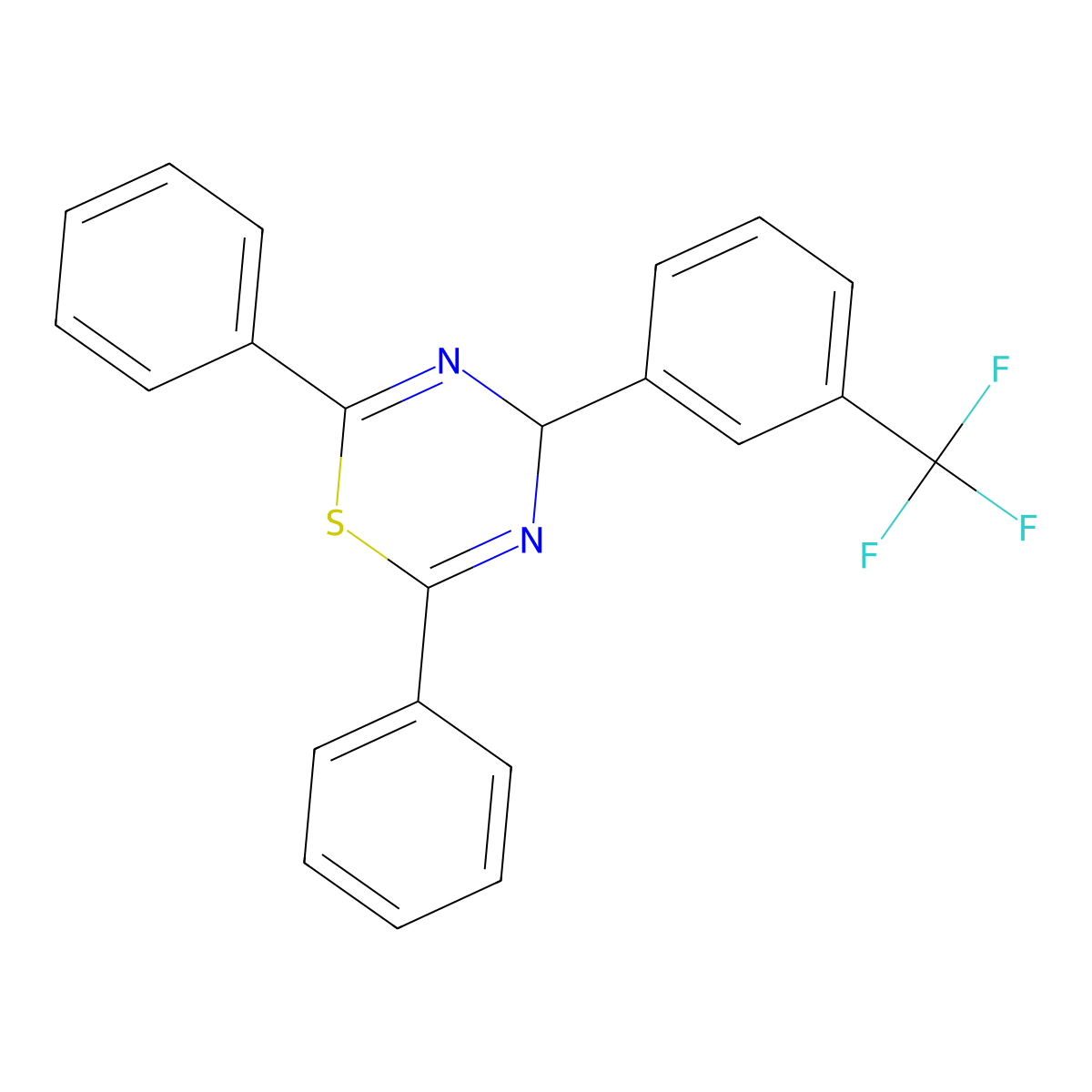 2,6-diphenyl-4-[3-(trifluoromethyl)phenyl]-4H-1,3,5-thiadiazine molecular structure, CAS 400078-36-6