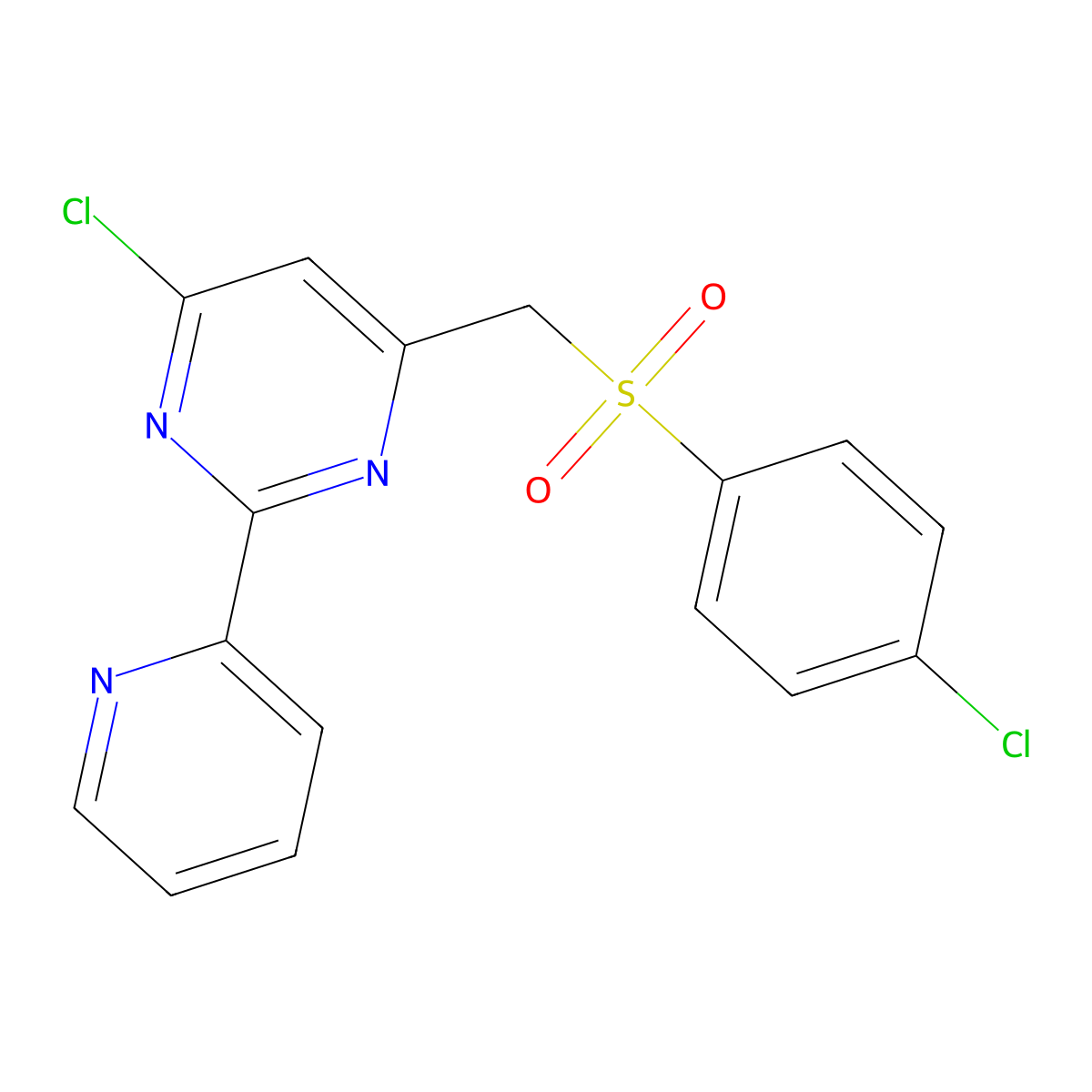 4-Chlorophenyl [6-chloro-2-(2-pyridinyl)-4-pyrimidinyl]methyl sulfone molecular structure, CAS 400078-41-3