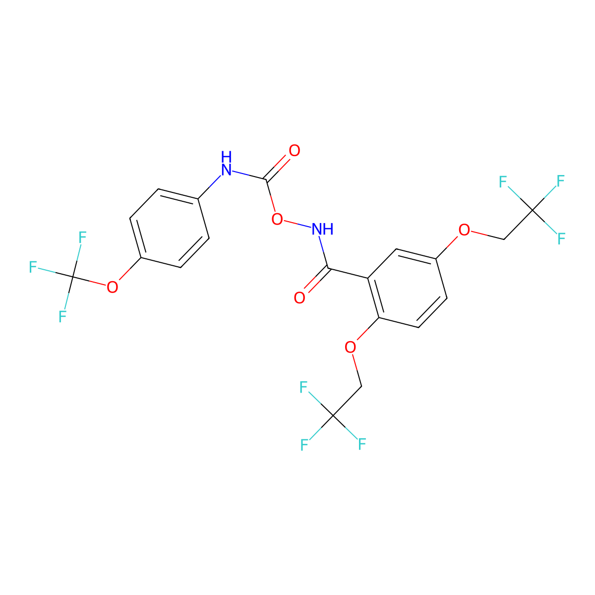 [[2,5-bis(2,2,2-trifluoroethoxy)benzoyl]amino] N-[4-(trifluoromethoxy)phenyl]carbamate molecular structure, CAS 400078-48-0