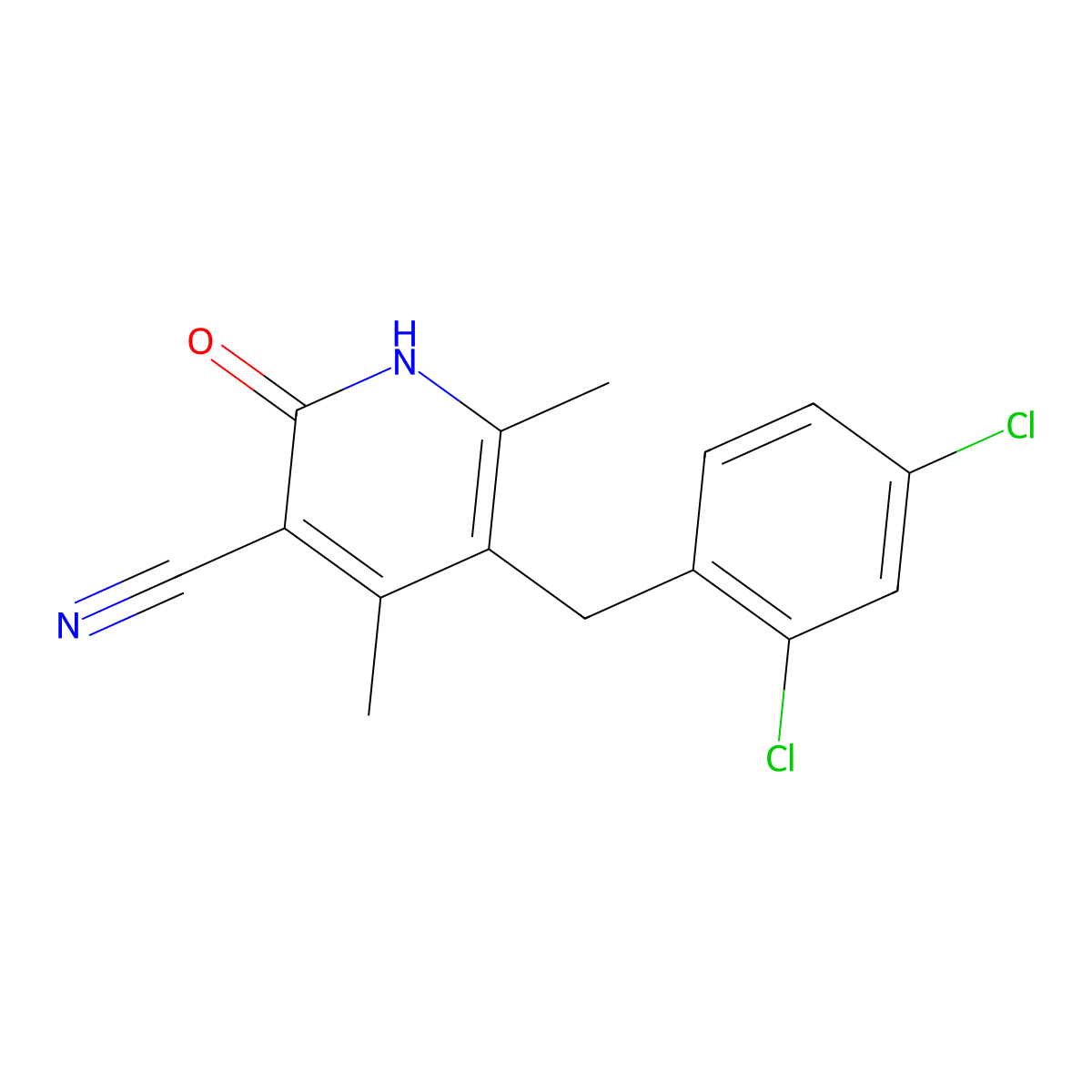5-(2,4-Dichlorobenzyl)-2-hydroxy-4,6-dimethylnicotinonitrile molecular structure, CAS 400078-55-9