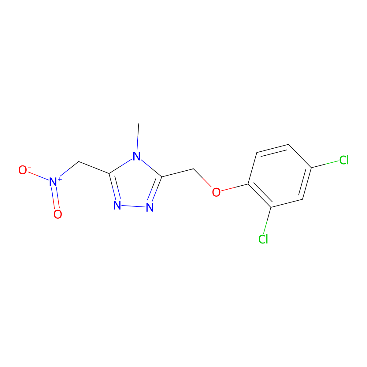 3-[(2,4-dichlorophenoxy)methyl]-4-methyl-5-(nitromethyl)-4H-1,2,4-triazole molecular structure, CAS 400078-59-3