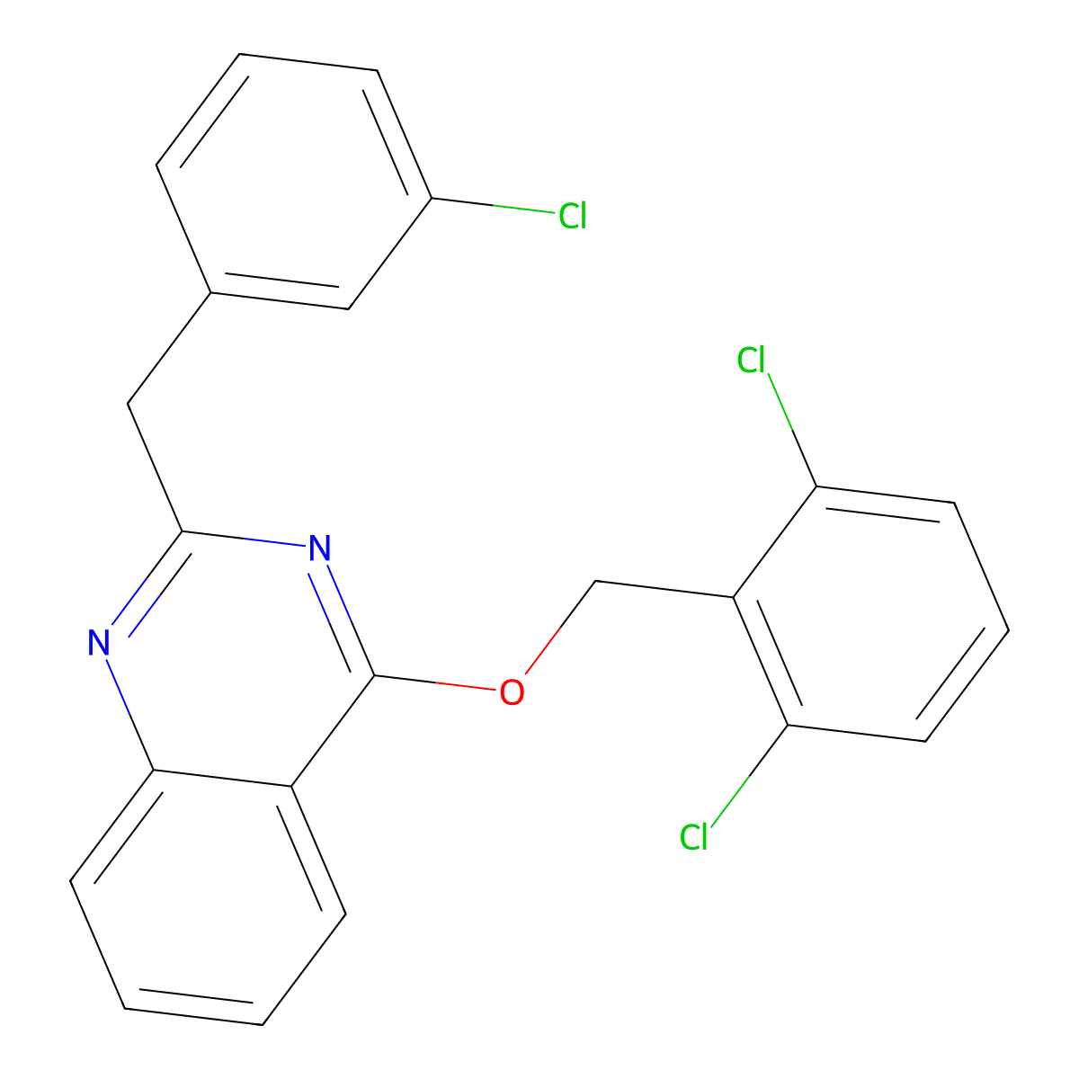 2-[(3-Chlorophenyl)methyl]-4-[(2,6-dichlorophenyl)methoxy]quinazoline molecular structure, CAS 400078-64-0
