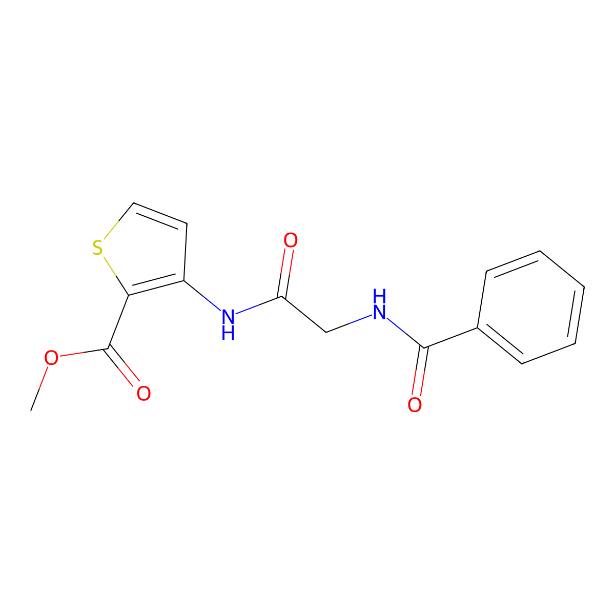 Methyl 3-{[2-(benzoylamino)acetyl]amino}-2-thiophenecarboxylate molecular structure, CAS 400078-73-1
