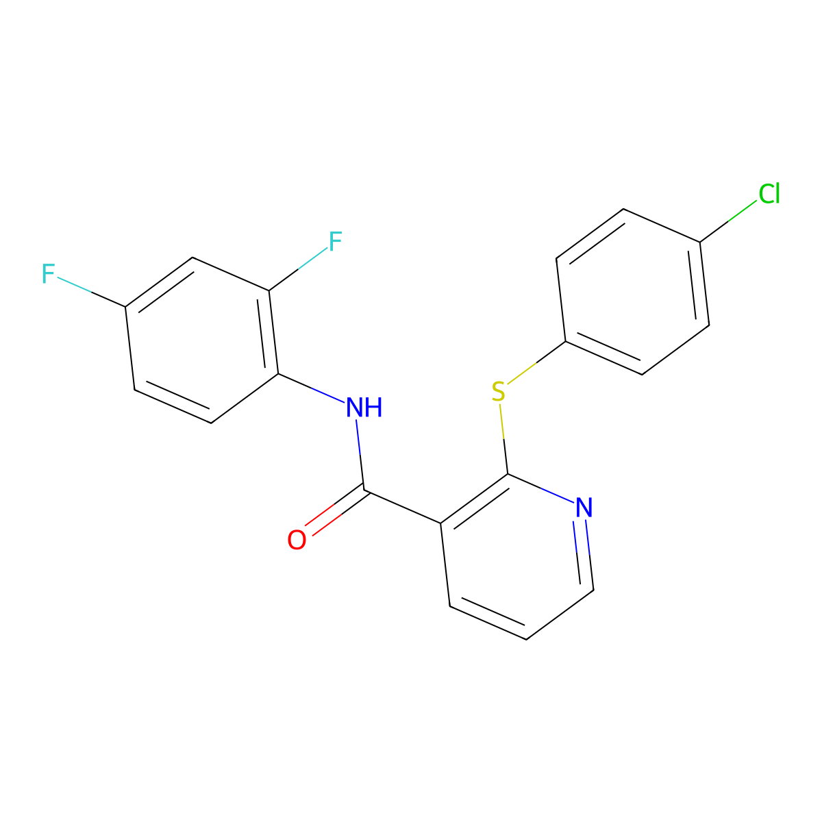 2-[(4-chlorophenyl)sulfanyl]-N-(2,4-difluorophenyl)nicotinamide molecular structure, CAS 400078-98-0