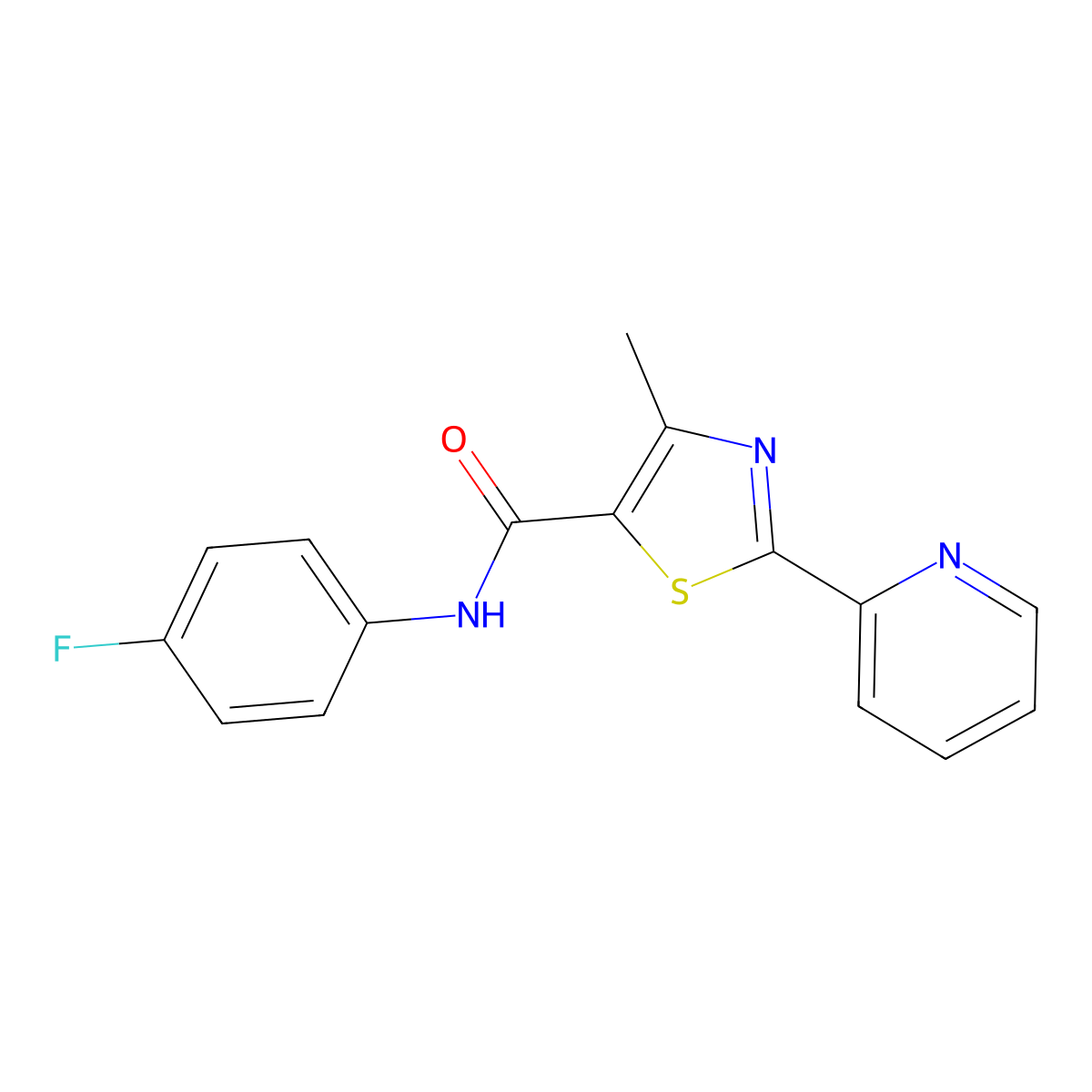 N-(4-fluorophenyl)-4-methyl-2-(2-pyridinyl)-1,3-thiazole-5-carboxamide molecular structure, CAS 400079-00-7