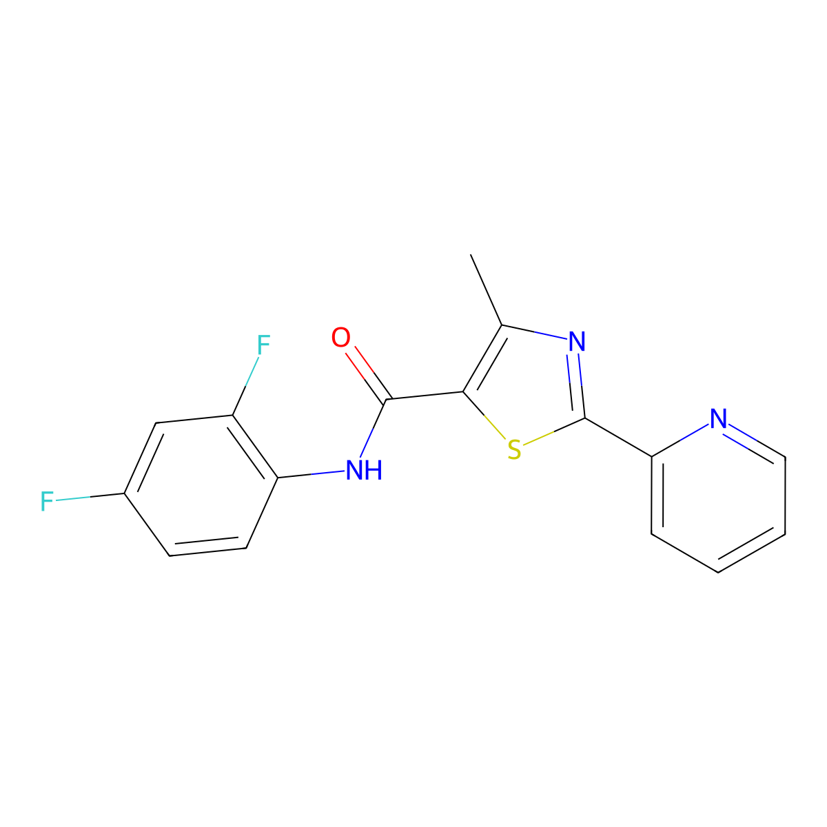 N-(2,4-difluorophenyl)-4-methyl-2-(2-pyridinyl)-1,3-thiazole-5-carboxamide molecular structure, CAS 400079-01-8
