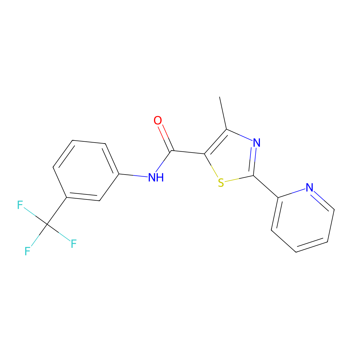 4-methyl-2-(2-pyridinyl)-N-[3-(trifluoromethyl)phenyl]-1,3-thiazole-5-carboxamide molecular structure, CAS 400079-02-9