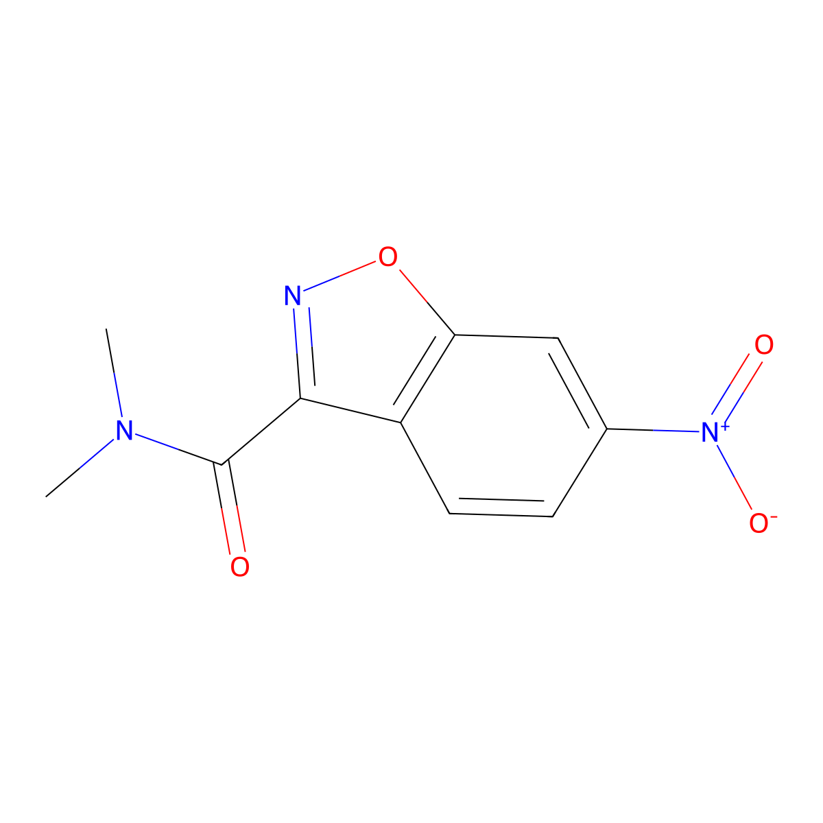 N,N-dimethyl-6-nitro-1,2-benzoxazole-3-carboxamide molecular structure, CAS 400079-09-6