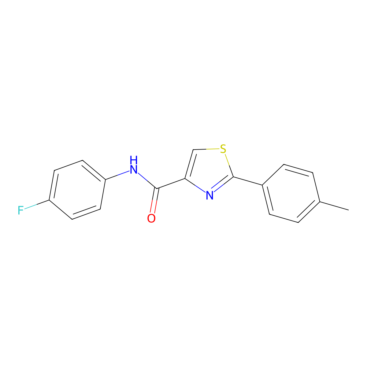 N-(4-fluorophenyl)-2-(4-methylphenyl)-1,3-thiazole-4-carboxamide molecular structure, CAS 400079-13-2