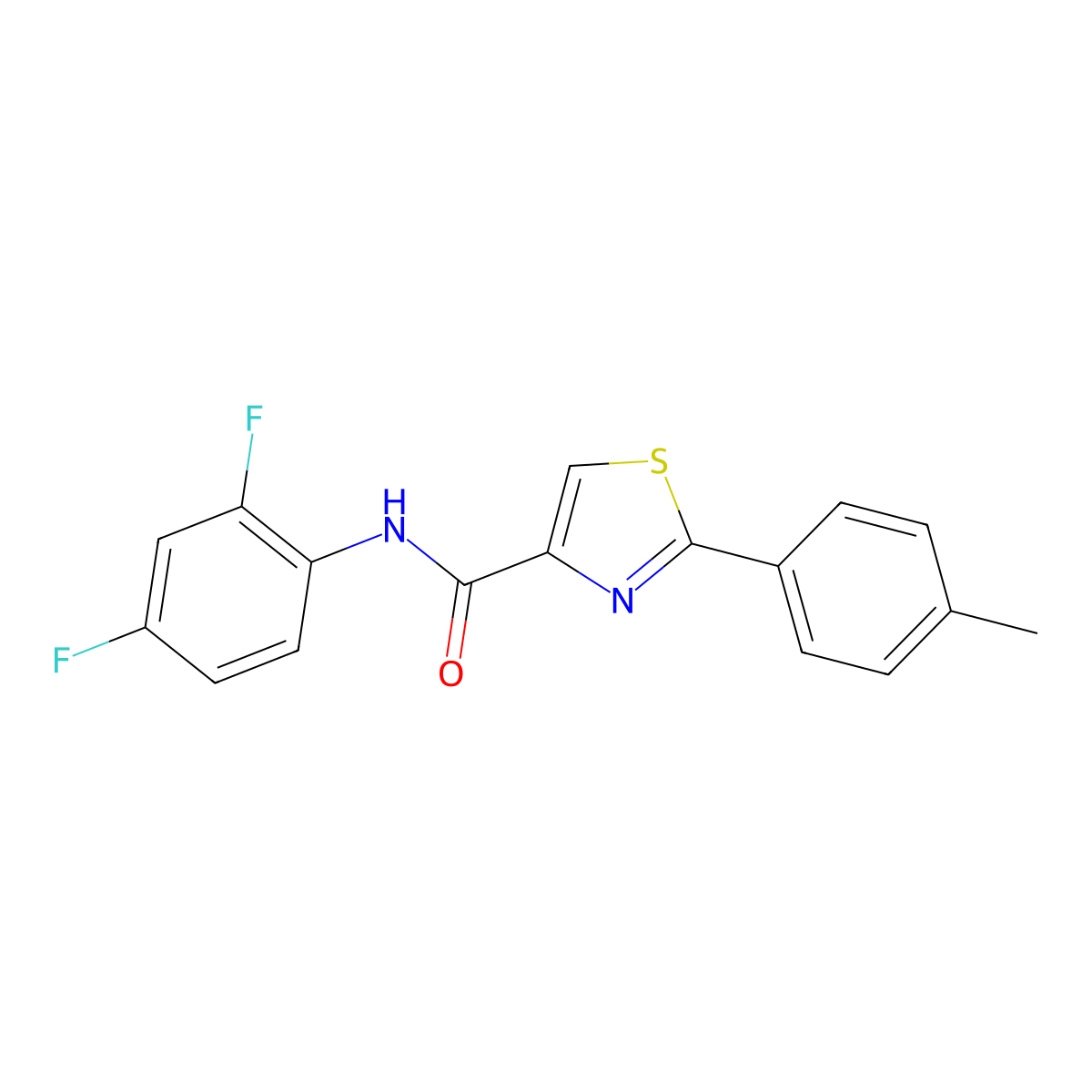 N-(2,4-difluorophenyl)-2-(4-methylphenyl)-1,3-thiazole-4-carboxamide molecular structure, CAS 400079-14-3