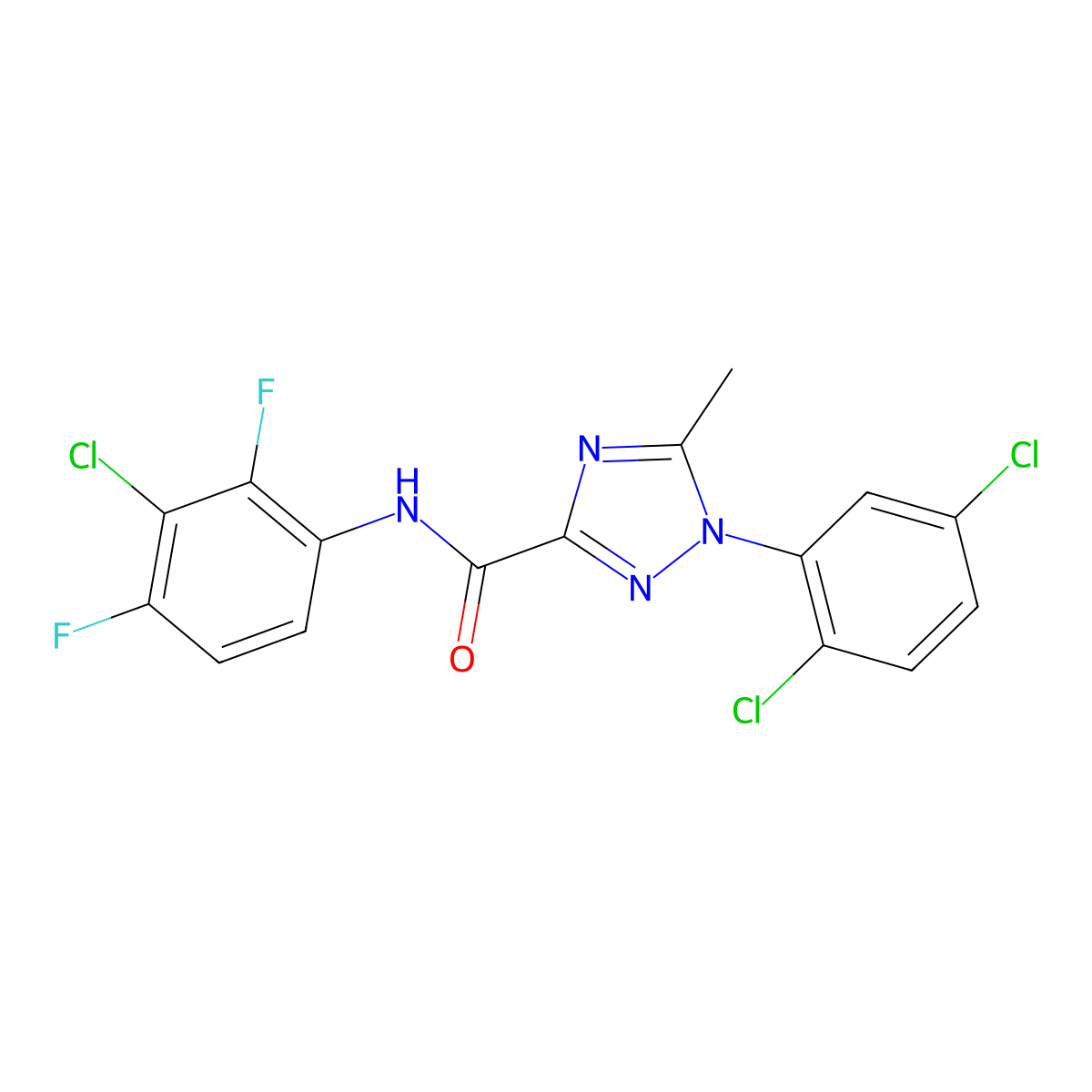 N-(3-chloro-2,4-difluorophenyl)-1-(2,5-dichlorophenyl)-5-methyl-1H-1,2,4-triazole-3-carboxamide molecular structure, CAS 400079-23-4