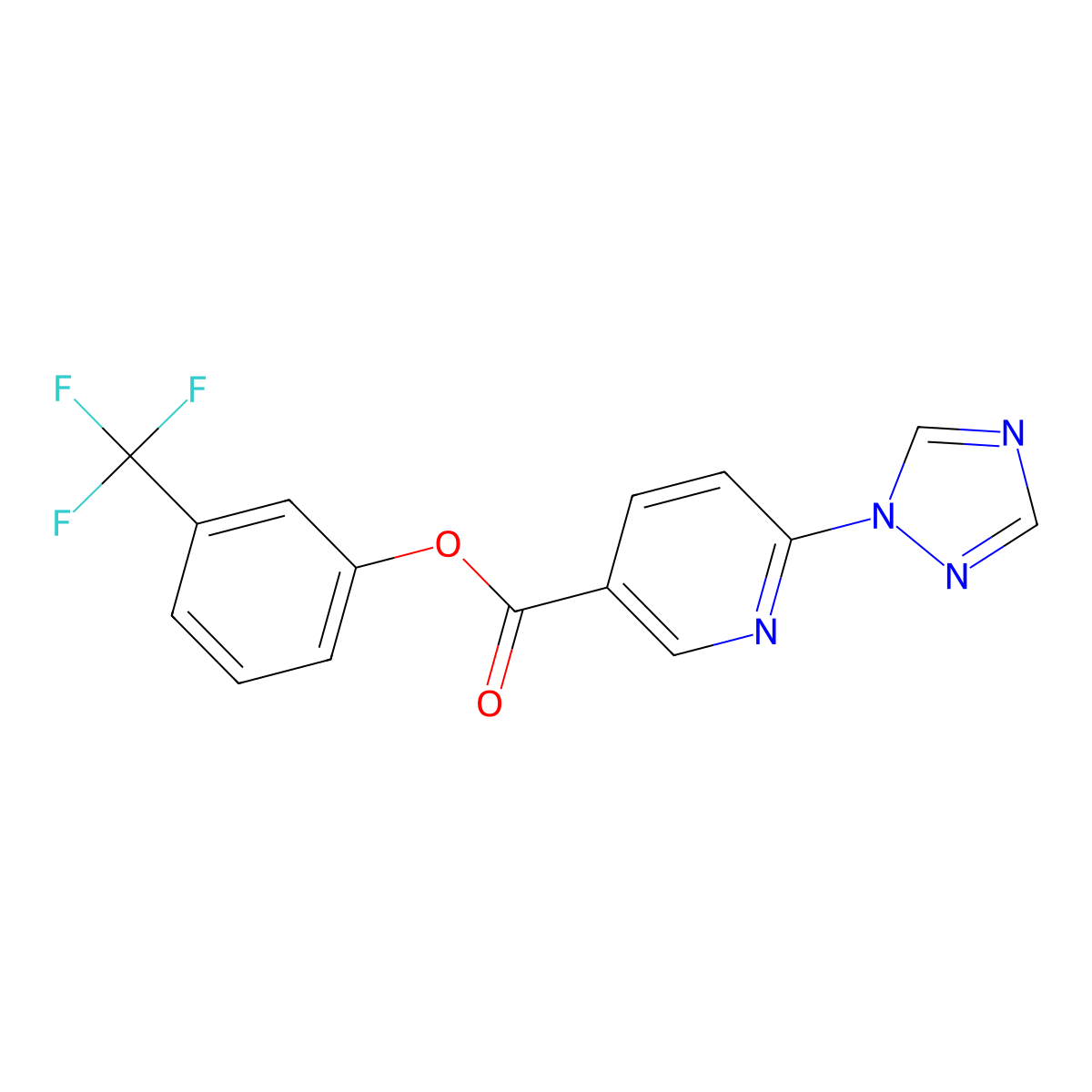 3-(trifluoromethyl)phenyl 6-(1H-1,2,4-triazol-1-yl)nicotinate molecular structure, CAS 400079-25-6