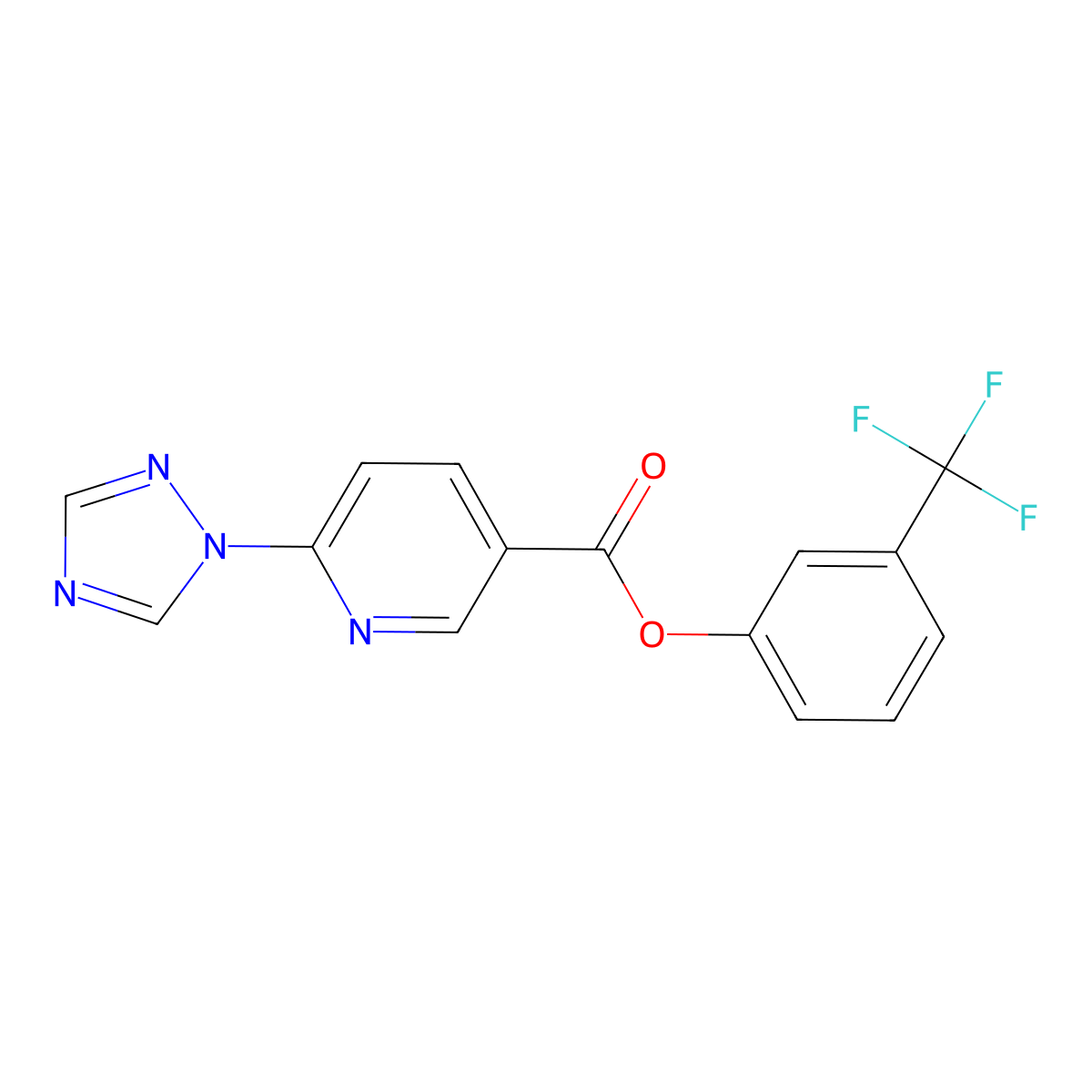3-(trifluoromethyl)phenyl 6-(1H-1,2,4-triazol-1-yl)nicotinate molecular structure, CAS 400079-25-6