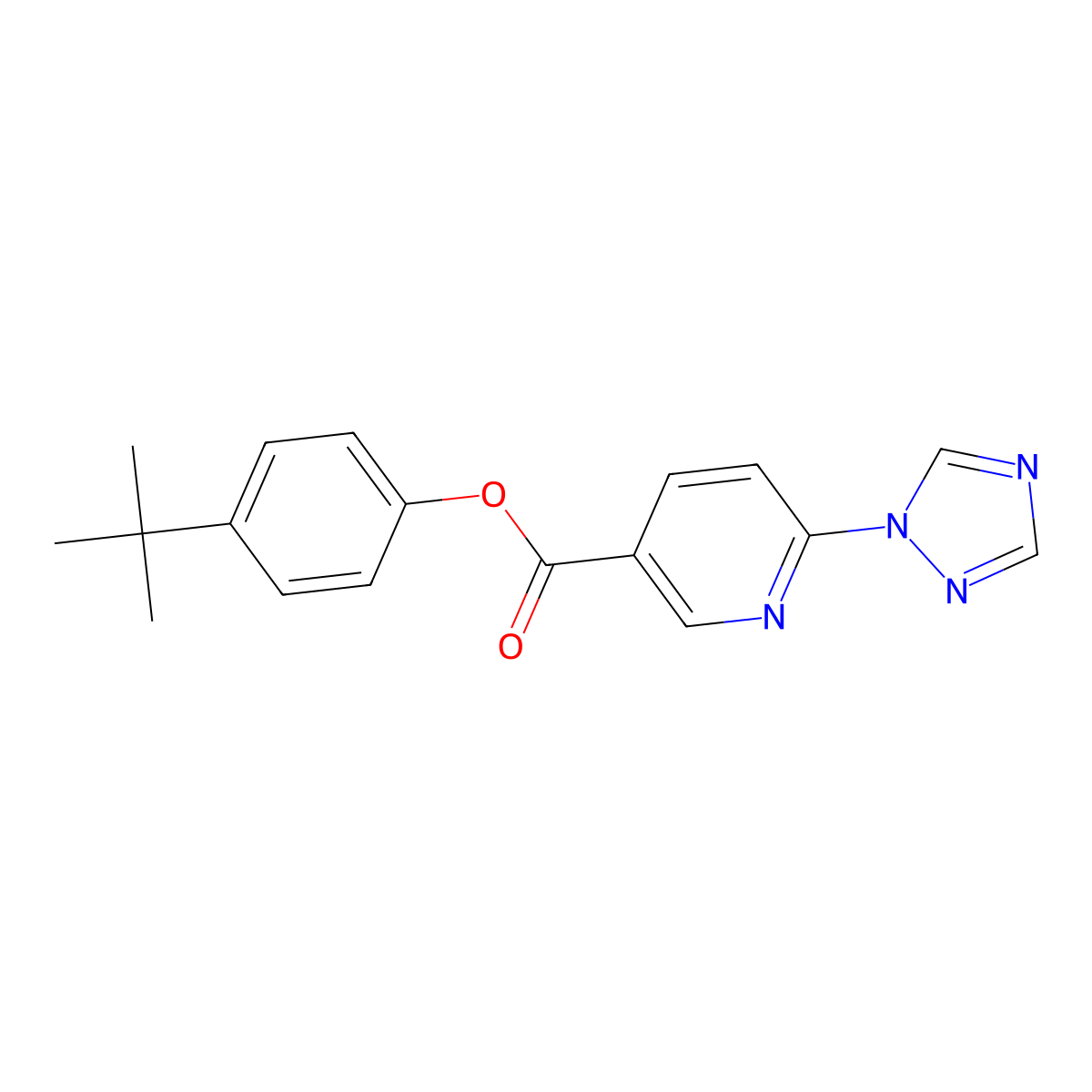 4-(tert-butyl)phenyl 6-(1H-1,2,4-triazol-1-yl)nicotinate molecular structure, CAS 400079-30-3