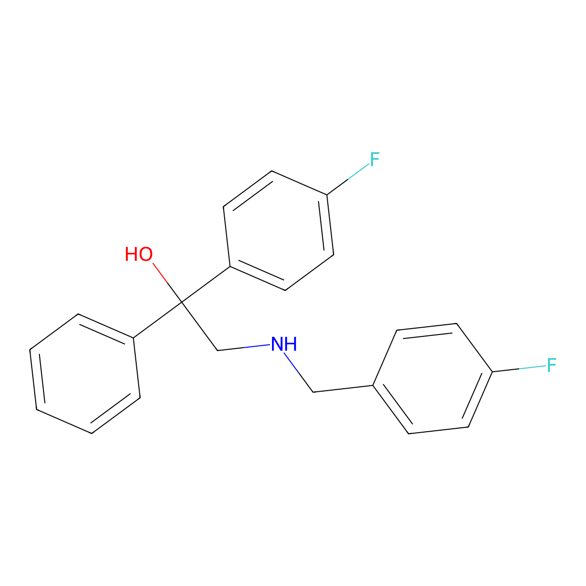 2-[(4-Fluorobenzyl)amino]-1-(4-fluorophenyl)-1-phenyl-1-ethanol molecular structure, CAS 400079-43-8
