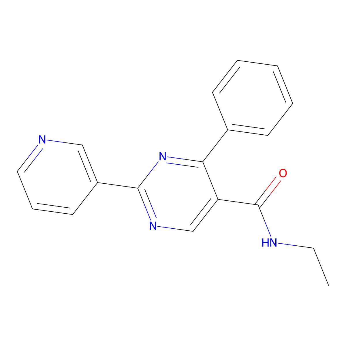 N-ethyl-4-phenyl-2-(3-pyridinyl)-5-pyrimidinecarboxamide molecular structure, CAS 400079-49-4