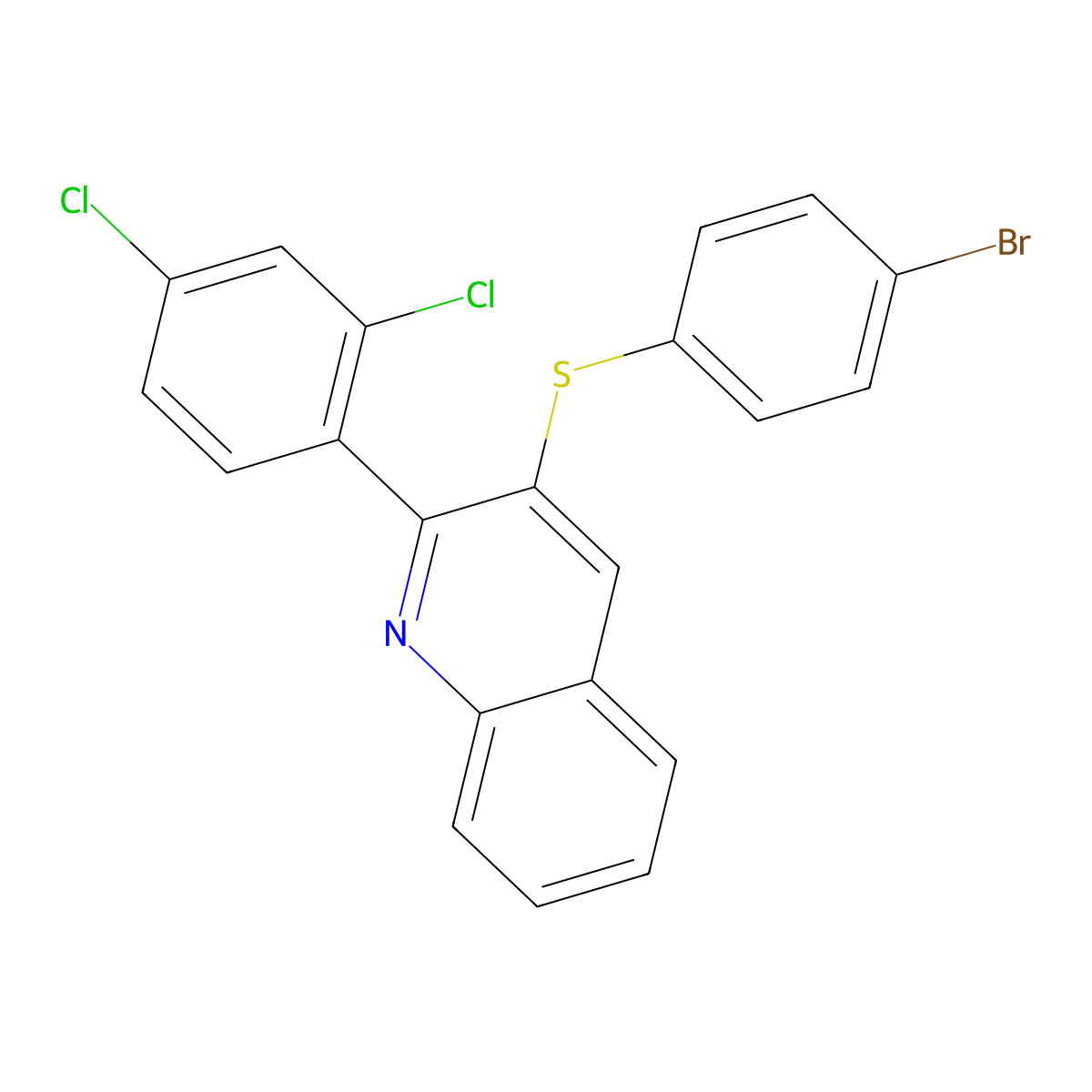 3-(4-Bromophenyl)sulfanyl-2-(2,4-dichlorophenyl)quinoline molecular structure, CAS 400079-63-2