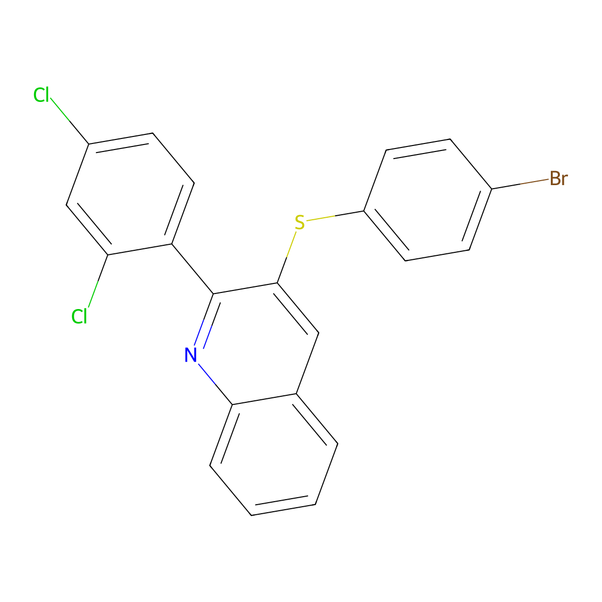3-(4-Bromophenyl)sulfanyl-2-(2,4-dichlorophenyl)quinoline molecular structure, CAS 400079-63-2