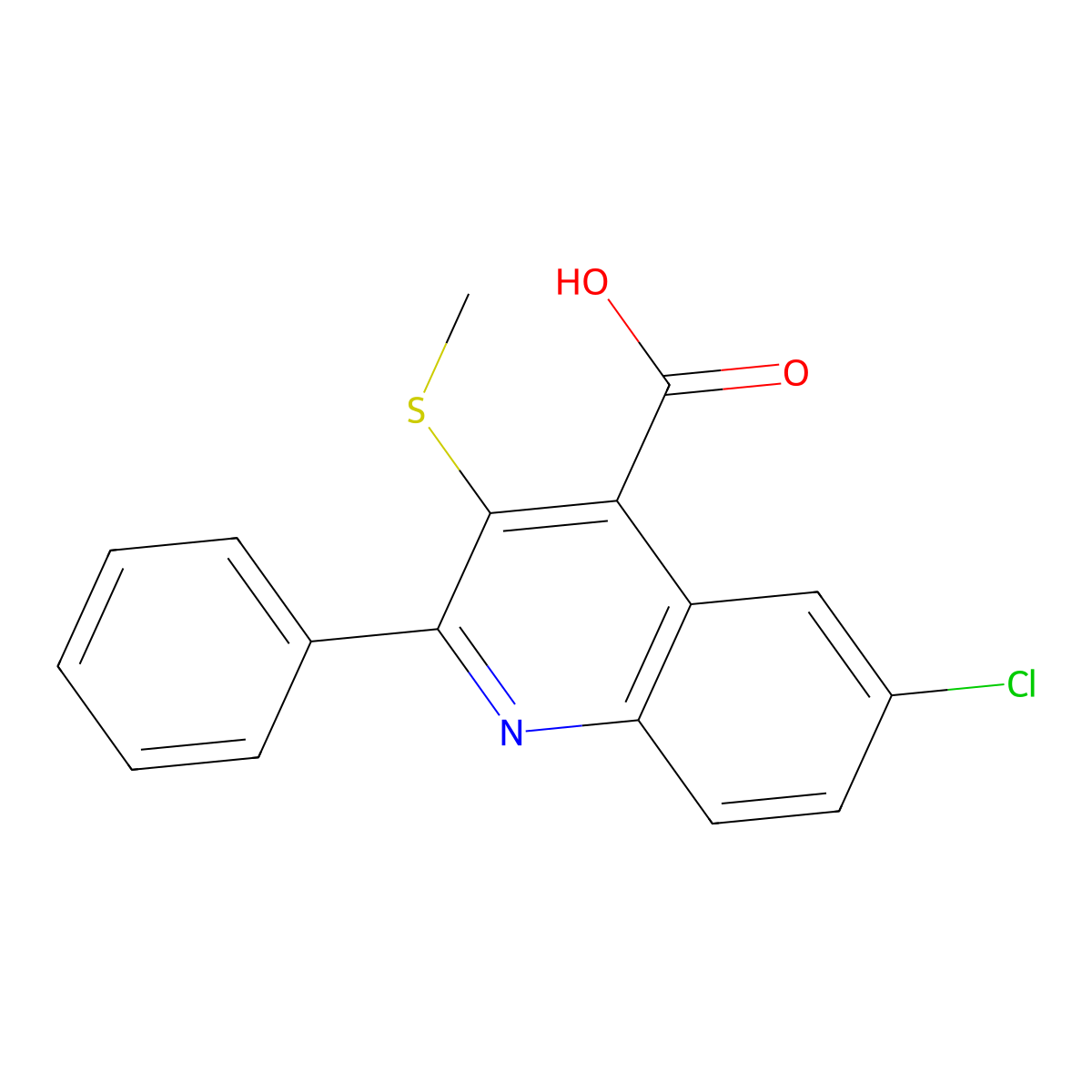 6-Chloro-3-(methylsulfanyl)-2-phenyl-4-quinolinecarboxylic acid molecular structure, CAS 400079-64-3