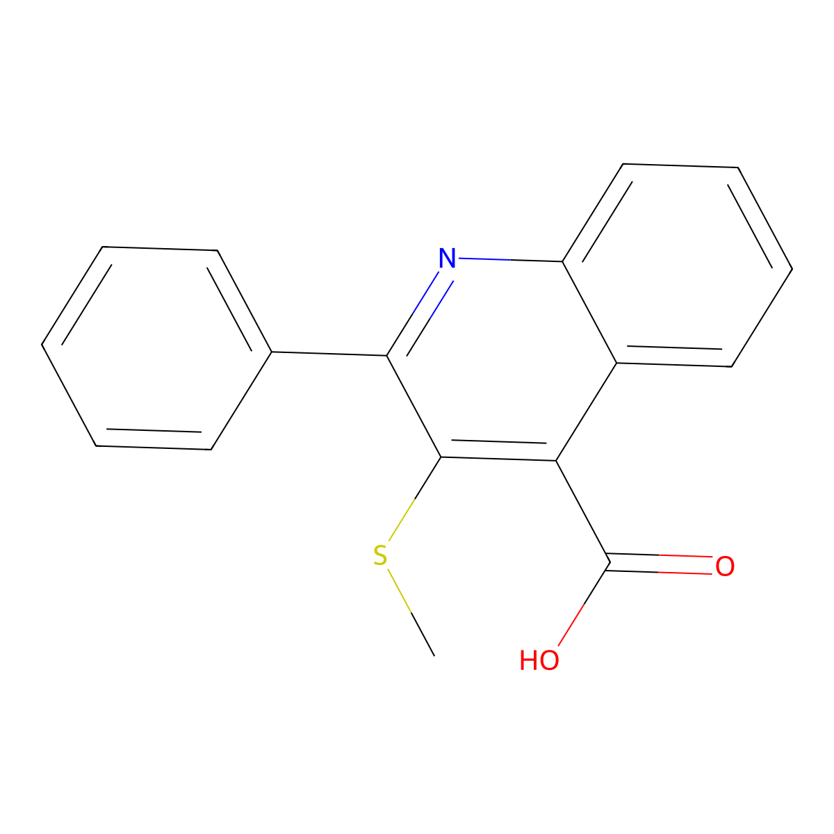 3-(Methylsulfanyl)-2-phenyl-4-quinolinecarboxylic acid molecular structure, CAS 400079-66-5