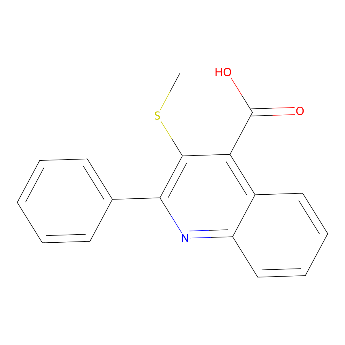 3-(Methylsulfanyl)-2-phenyl-4-quinolinecarboxylic acid molecular structure, CAS 400079-66-5