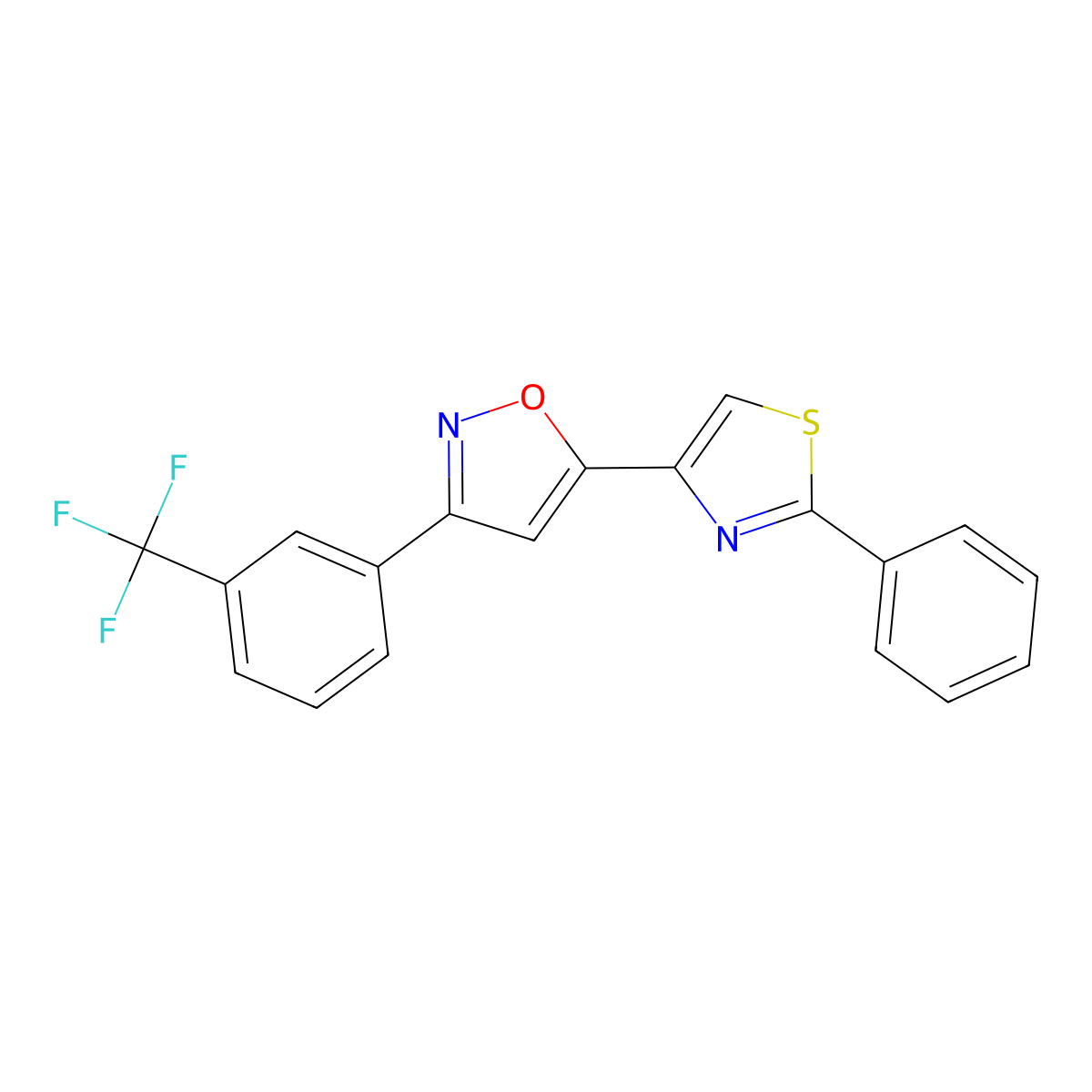 5-(2-Phenyl-1,3-thiazol-4-yl)-3-[3-(trifluoromethyl)phenyl]-1,2-oxazole molecular structure, CAS 400079-69-8