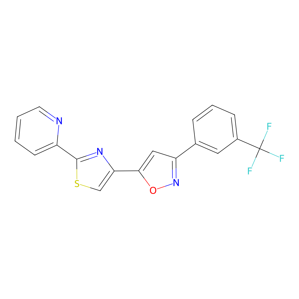 2-(4-{3-[3-(Trifluoromethyl)phenyl]-5-isoxazolyl}-1,3-thiazol-2-yl)pyridine molecular structure, CAS 400079-71-2