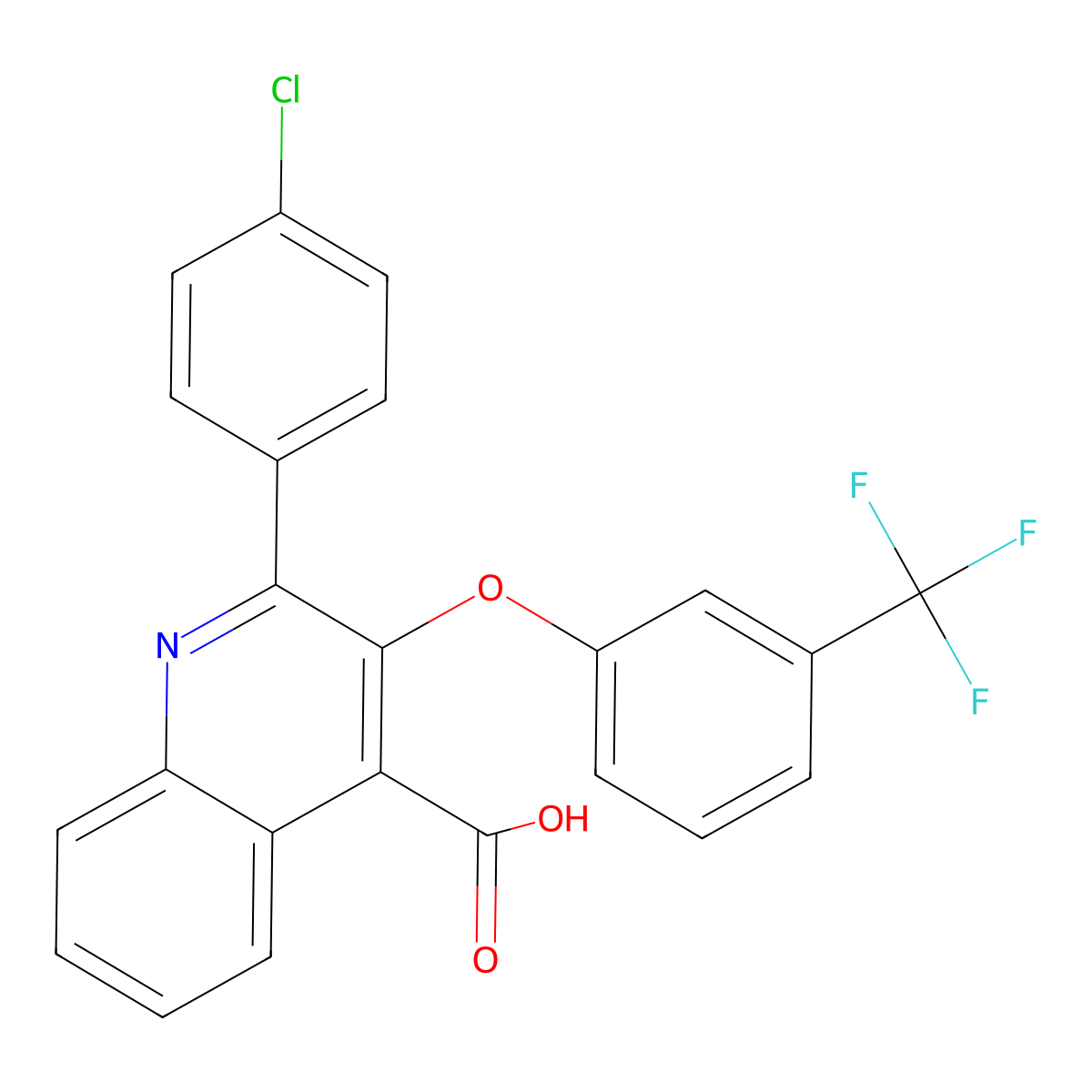 2-(4-chlorophenyl)-3-[3-(trifluoromethyl)phenoxy]quinoline-4-carboxylic Acid molecular structure, CAS 400079-74-5