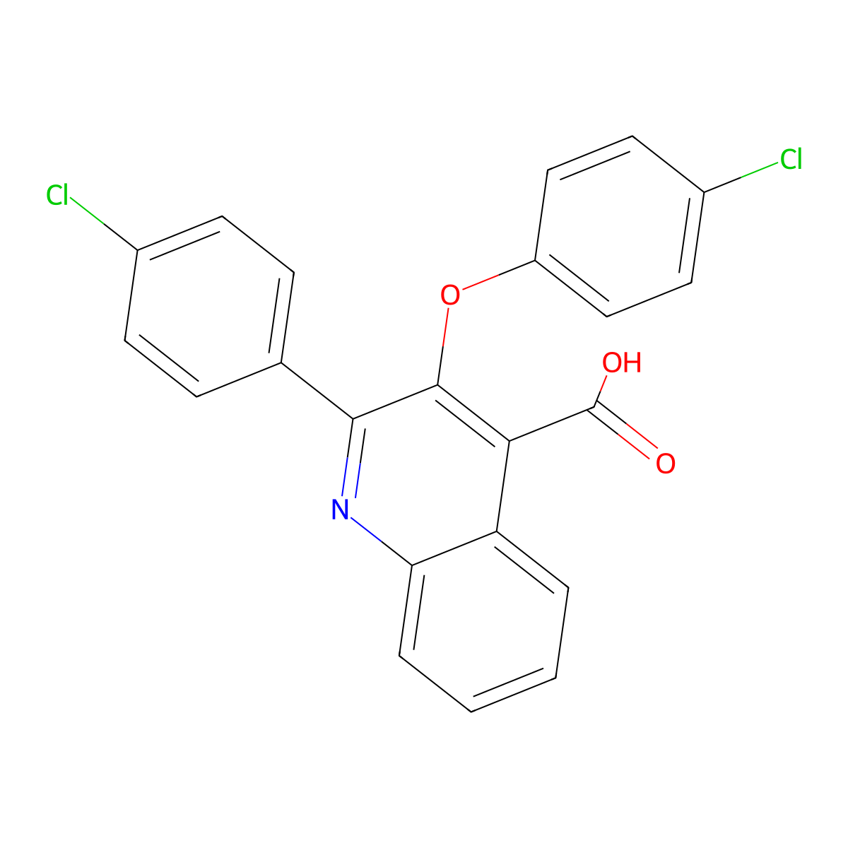 3-(4-chlorophenoxy)-2-(4-chlorophenyl)quinoline-4-carboxylic Acid molecular structure, CAS 400079-76-7