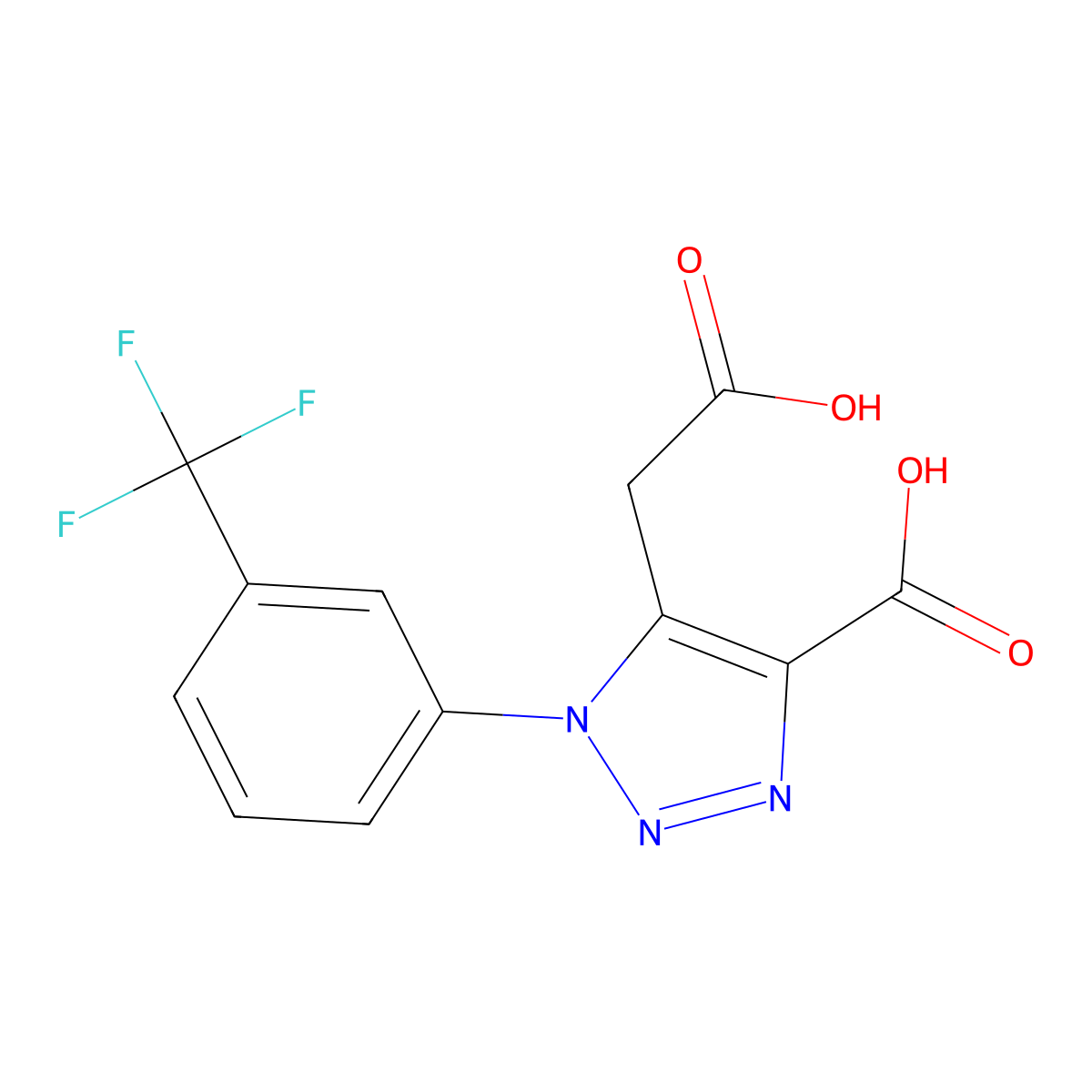 5-(carboxymethyl)-1-[3-(trifluoromethyl)phenyl]-1H-1,2,3-triazole-4-carboxylic acid molecular structure, CAS 400080-07-1