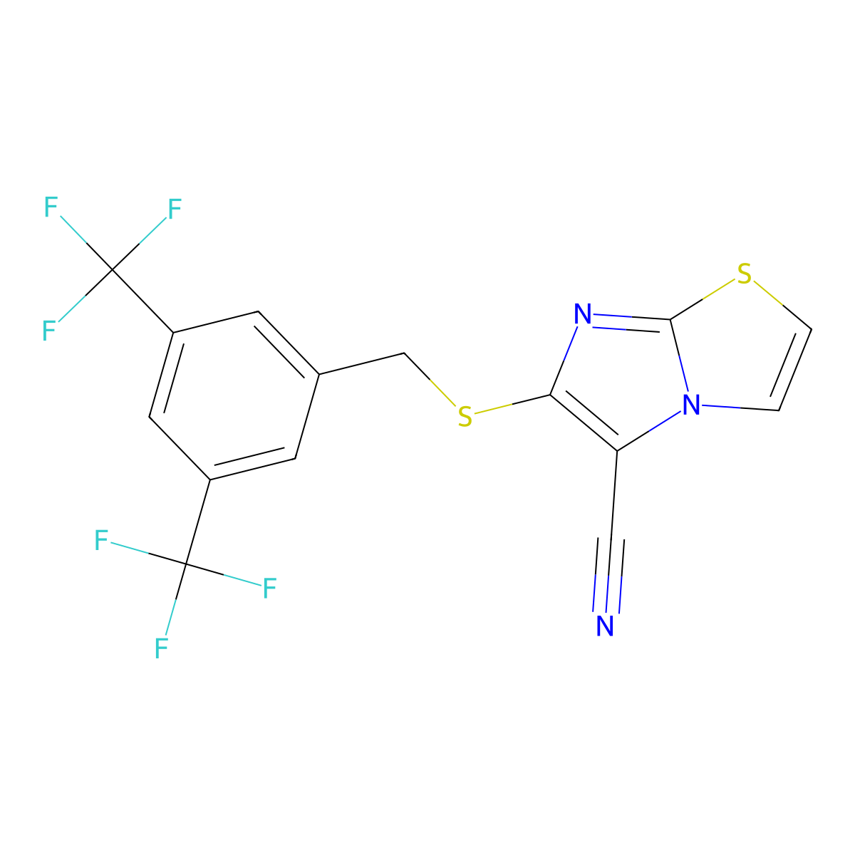 6-{[3,5-Bis(trifluoromethyl)benzyl]sulfanyl}imidazo[2,1-b][1,3]thiazole-5-carbonitrile molecular structure, CAS 400080-16-2