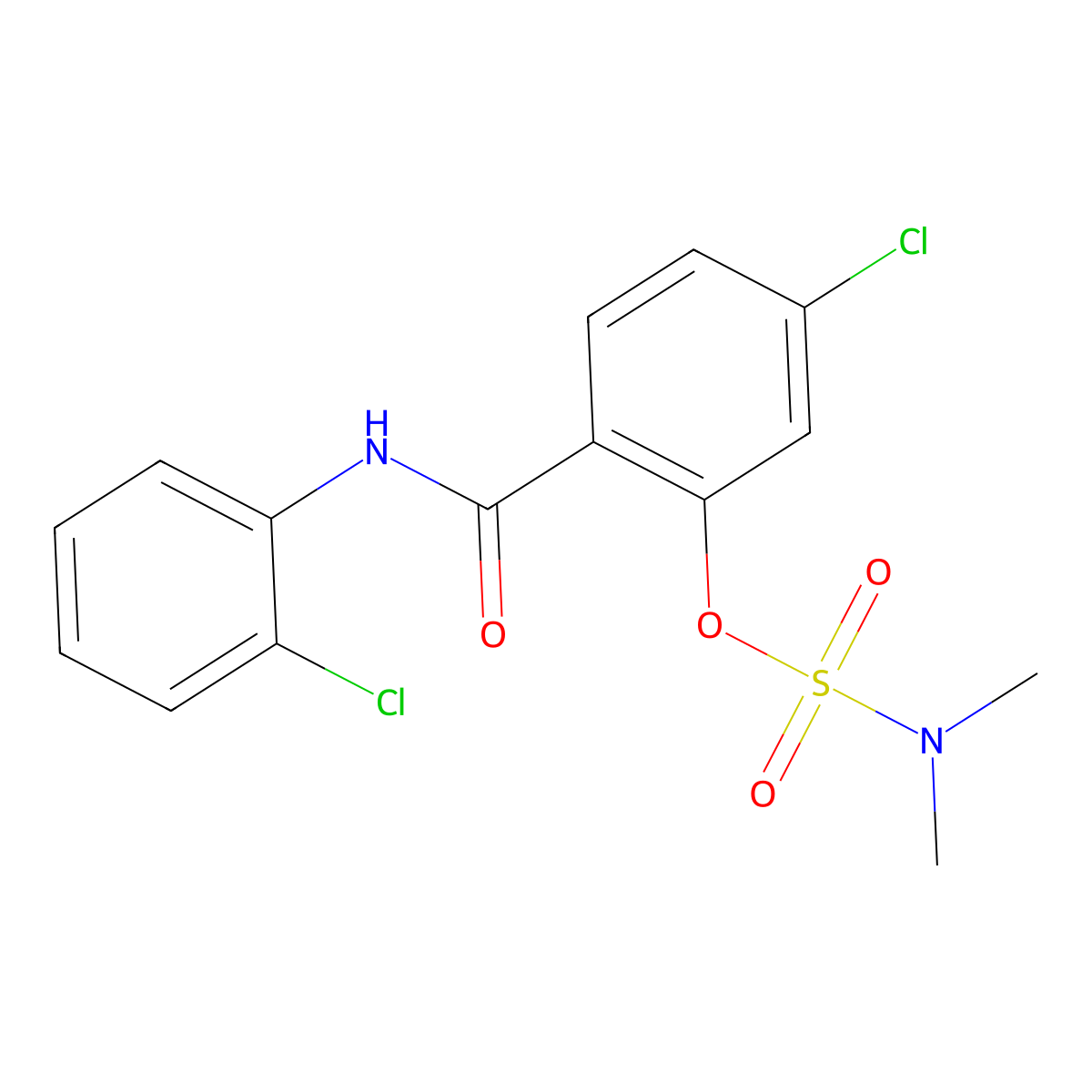 5-chloro-2-[(2-chloroanilino)carbonyl]phenyl-N,N-dimethylsulfamate molecular structure, CAS 400080-32-2