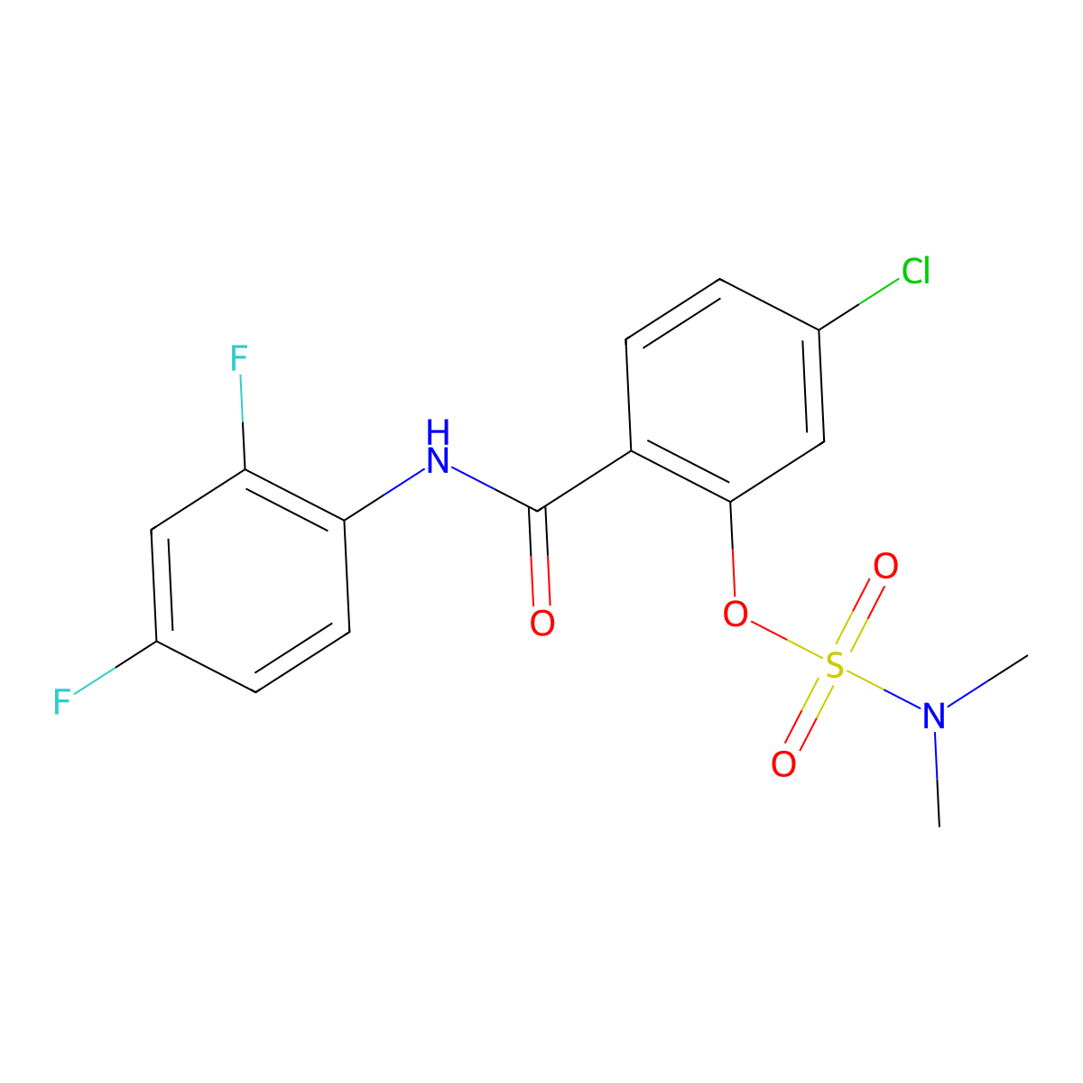 5-chloro-2-[(2,4-difluoroanilino)carbonyl]phenyl-N,N-dimethylsulfamate molecular structure, CAS 400080-33-3