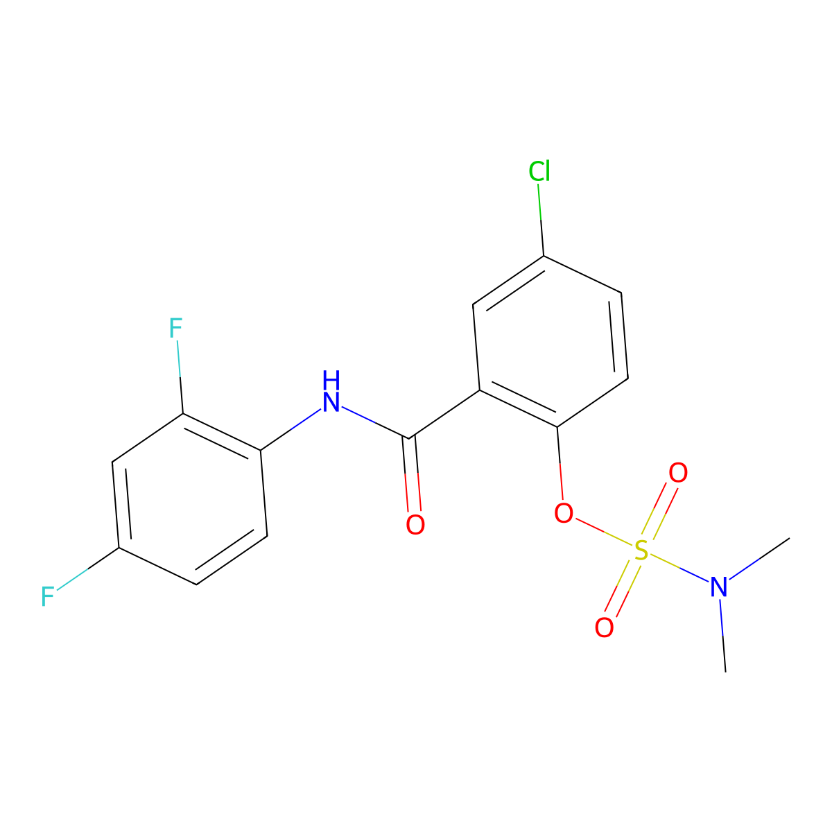 4-chloro-2-[(2,4-difluoroanilino)carbonyl]phenyl-N,N-dimethylsulfamate molecular structure, CAS 400080-35-5