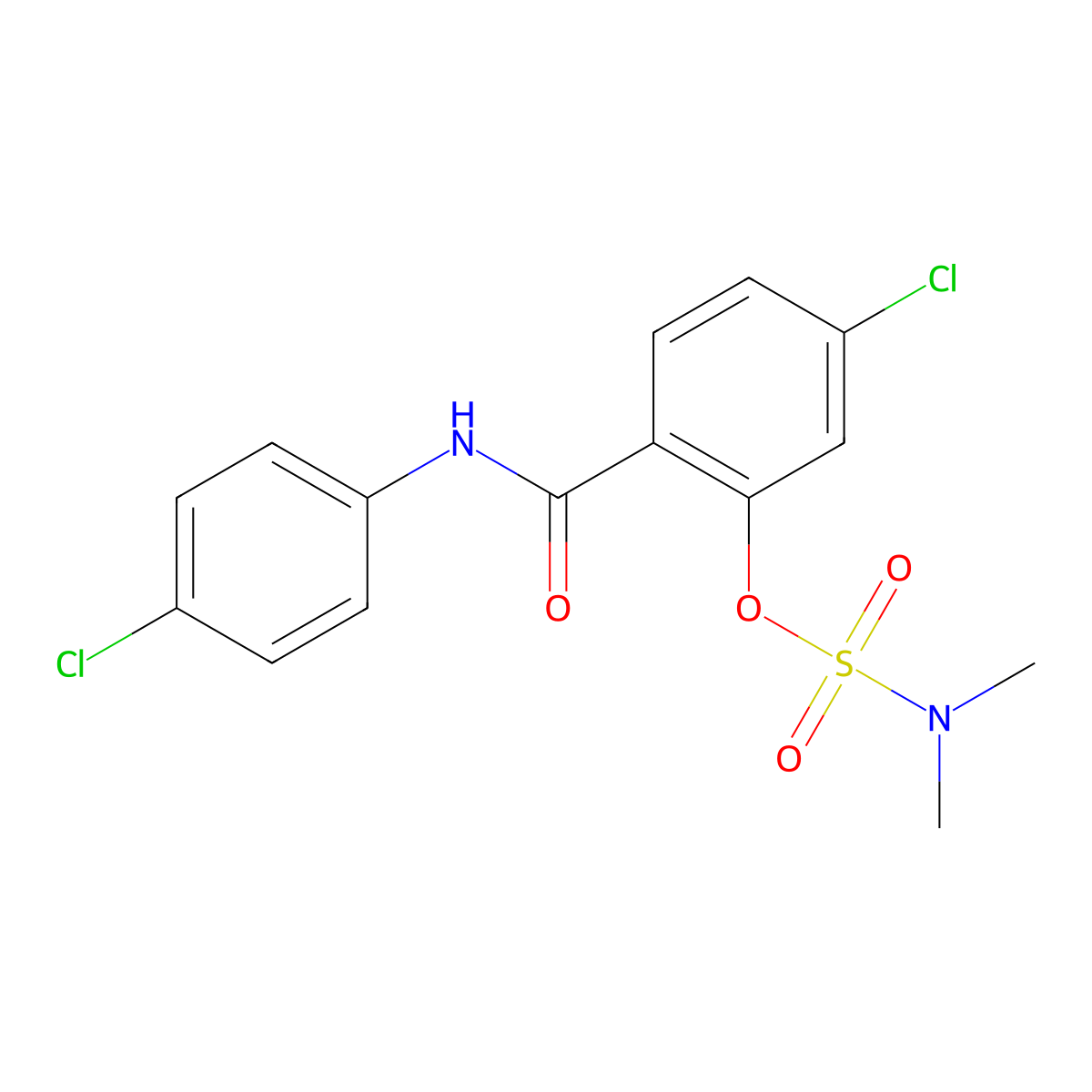 5-chloro-2-[(4-chloroanilino)carbonyl]phenyl-N,N-dimethylsulfamate molecular structure, CAS 400080-36-6