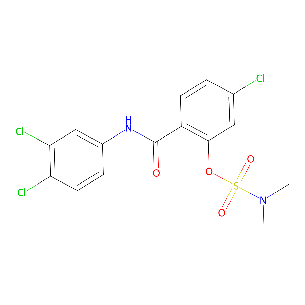 5-chloro-2-[(3,4-dichloroanilino)carbonyl]phenyl-N,N-dimethylsulfamate molecular structure, CAS 400080-37-7