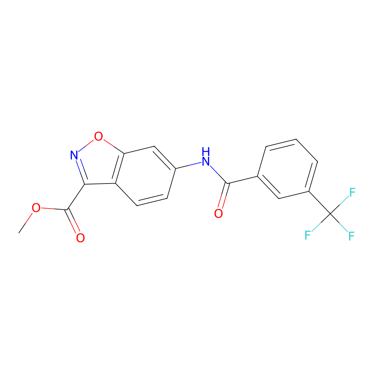 Methyl 6-{[3-(trifluoromethyl)benzoyl]amino}-1,2-benzisoxazole-3-carboxylate molecular structure, CAS 400080-48-0