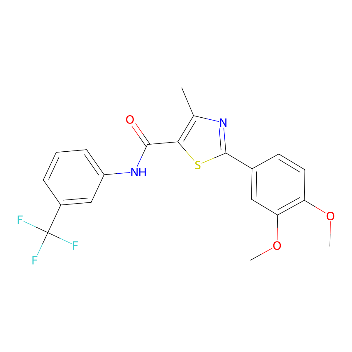2-(3,4-dimethoxyphenyl)-4-methyl-N-[3-(trifluoromethyl)phenyl]-1,3-thiazole-5-carboxamide molecular structure, CAS 400080-52-6