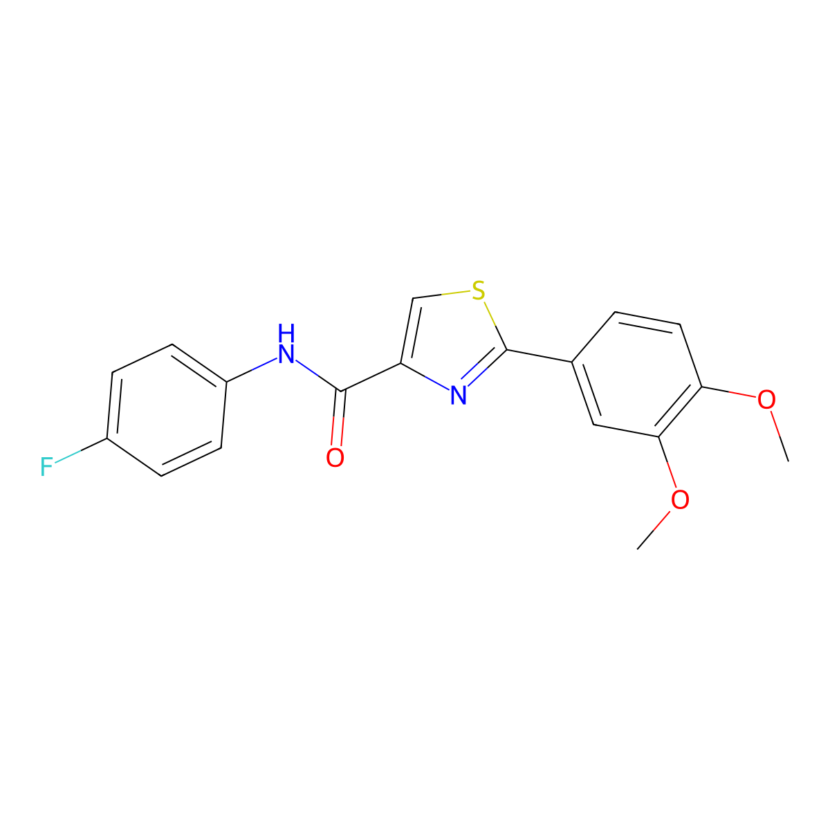 2-(3,4-dimethoxyphenyl)-N-(4-fluorophenyl)-1,3-thiazole-4-carboxamide molecular structure, CAS 400080-54-8