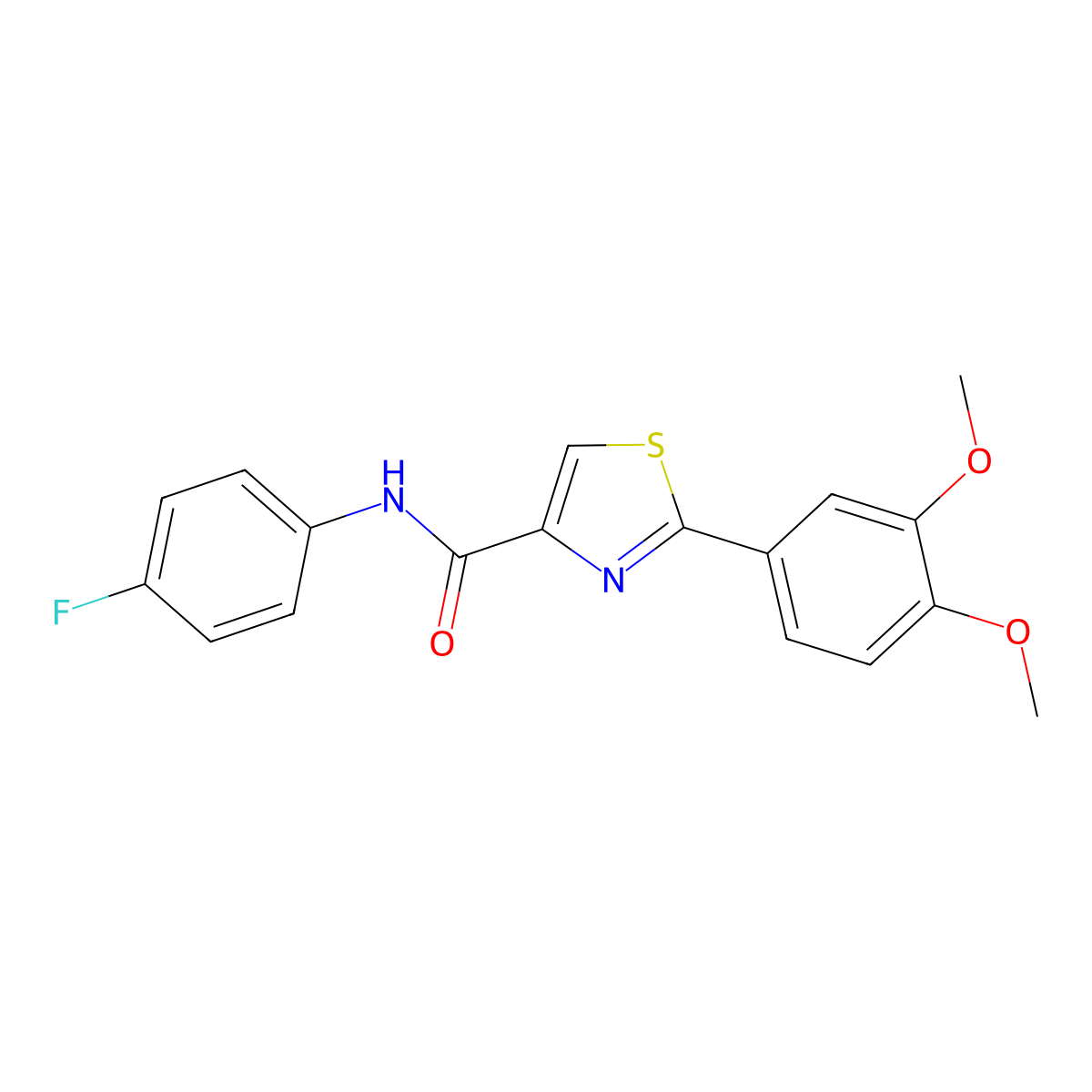 2-(3,4-dimethoxyphenyl)-N-(4-fluorophenyl)-1,3-thiazole-4-carboxamide molecular structure, CAS 400080-54-8
