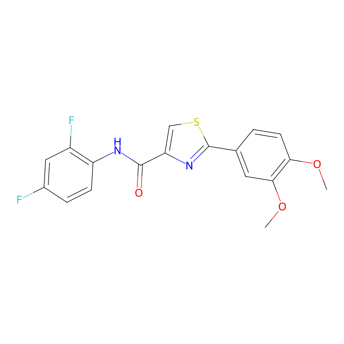 N-(2,4-difluorophenyl)-2-(3,4-dimethoxyphenyl)-1,3-thiazole-4-carboxamide molecular structure, CAS 400080-55-9