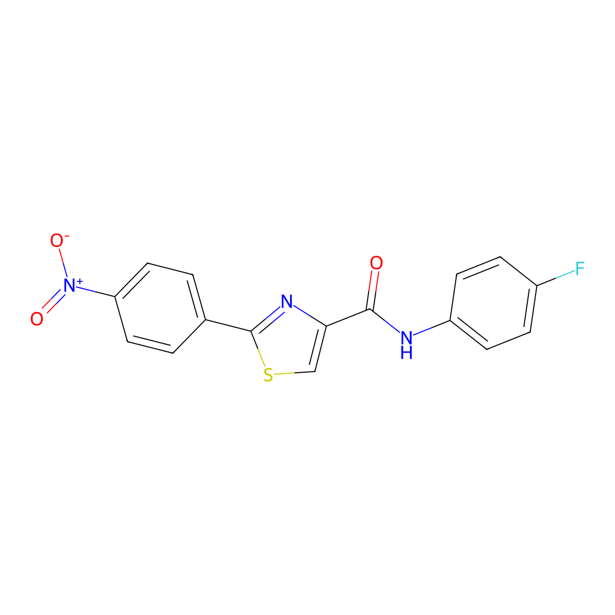 N-(4-fluorophenyl)-2-(4-nitrophenyl)-1,3-thiazole-4-carboxamide molecular structure, CAS 400080-64-0