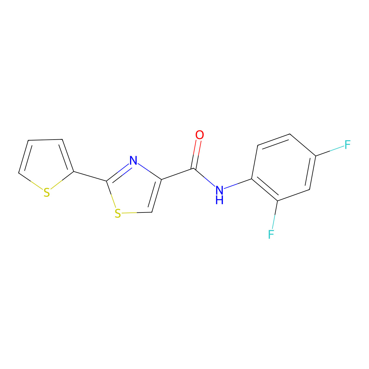 N-(2,4-difluorophenyl)-2-(thiophen-2-yl)-1,3-thiazole-4-carboxamide molecular structure, CAS 400080-69-5