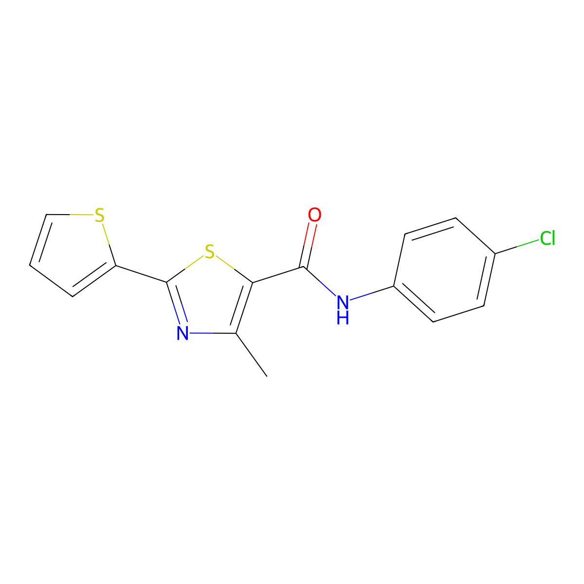 N-(4-chlorophenyl)-4-methyl-2-(2-thienyl)-1,3-thiazole-5-carboxamide molecular structure, CAS 400080-78-6